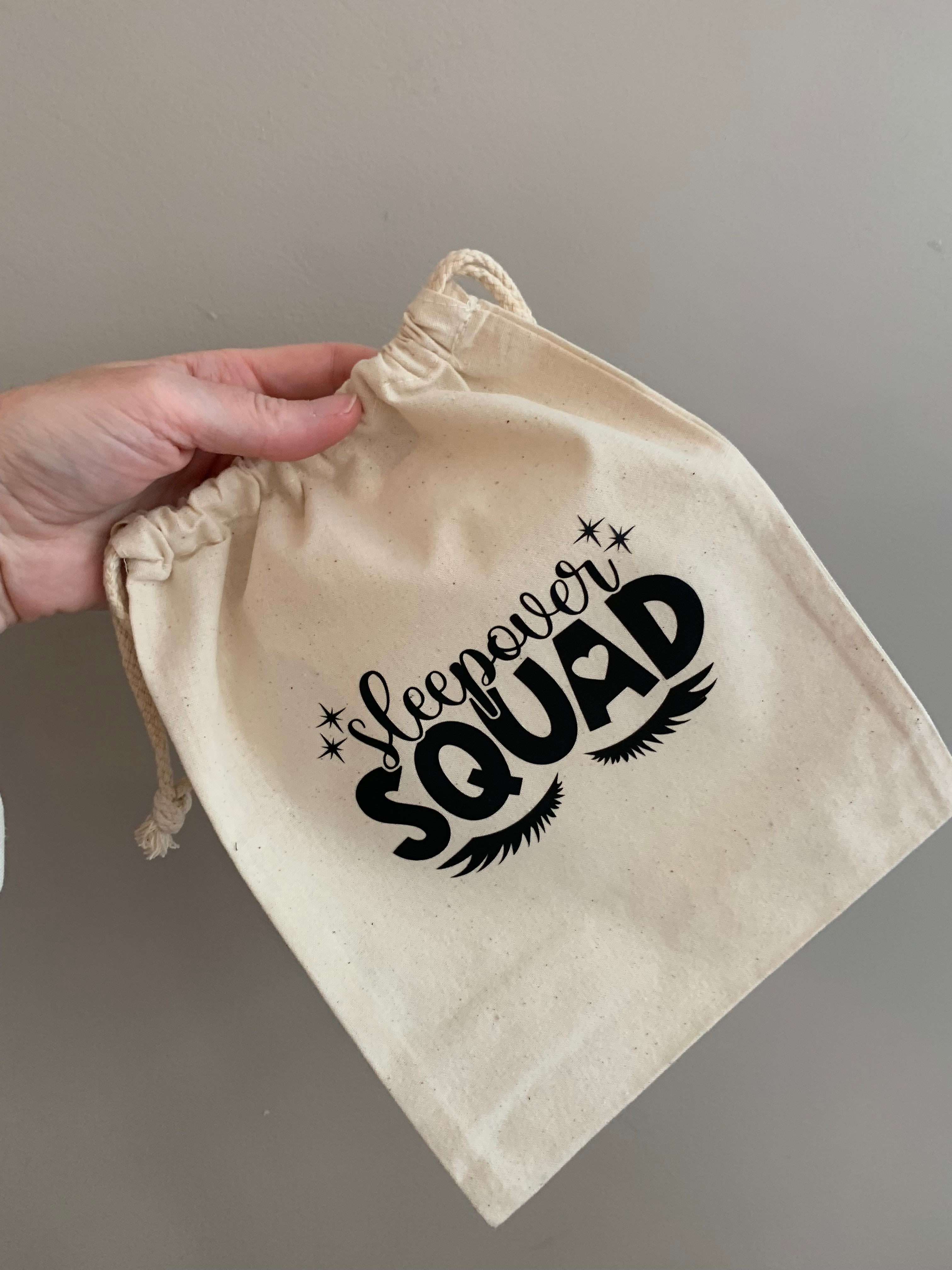 Slumber Squad sleepover cotton bags party keepsakes favours NZ