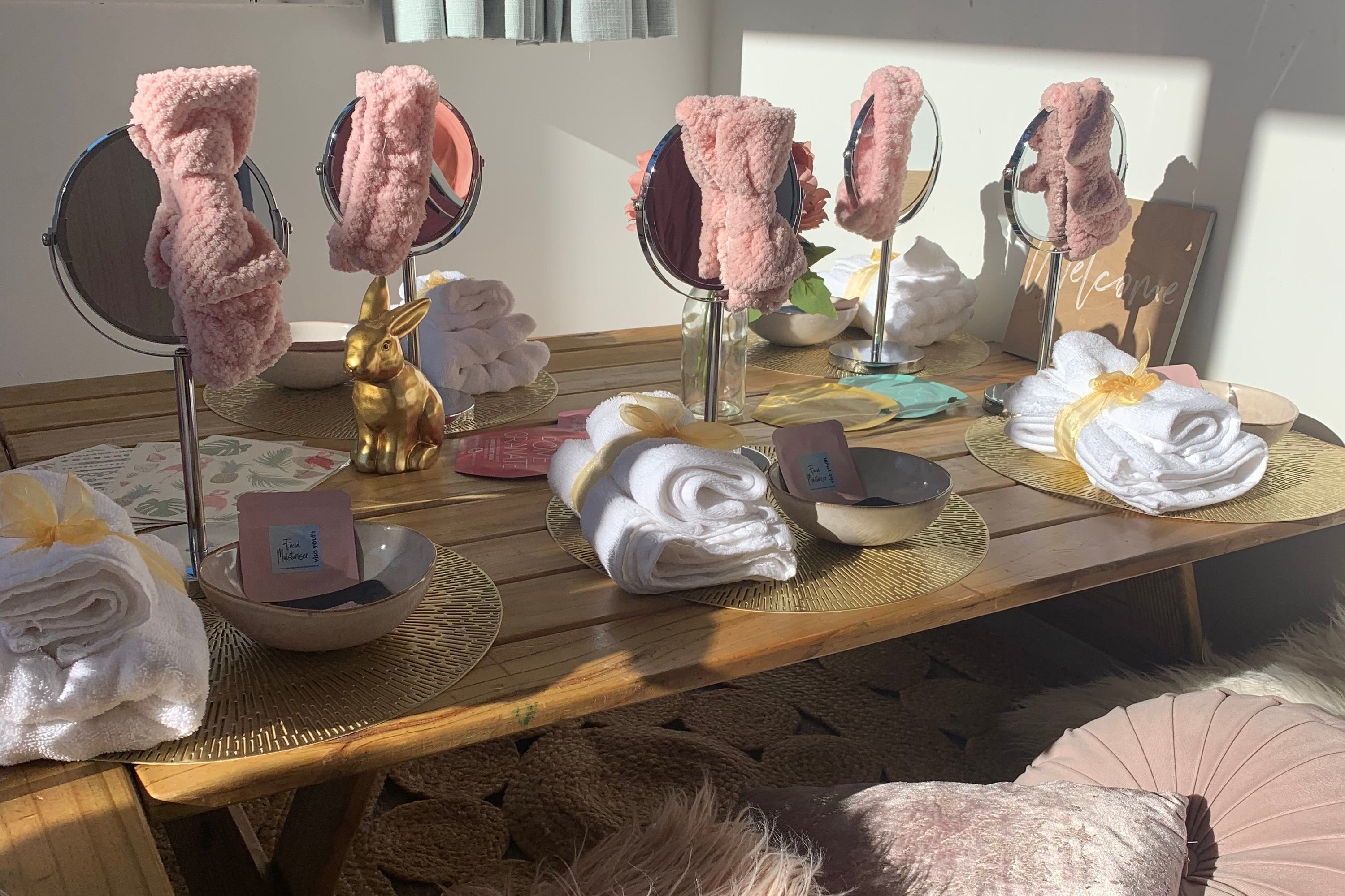 Pamper party setup Wellington kids parties