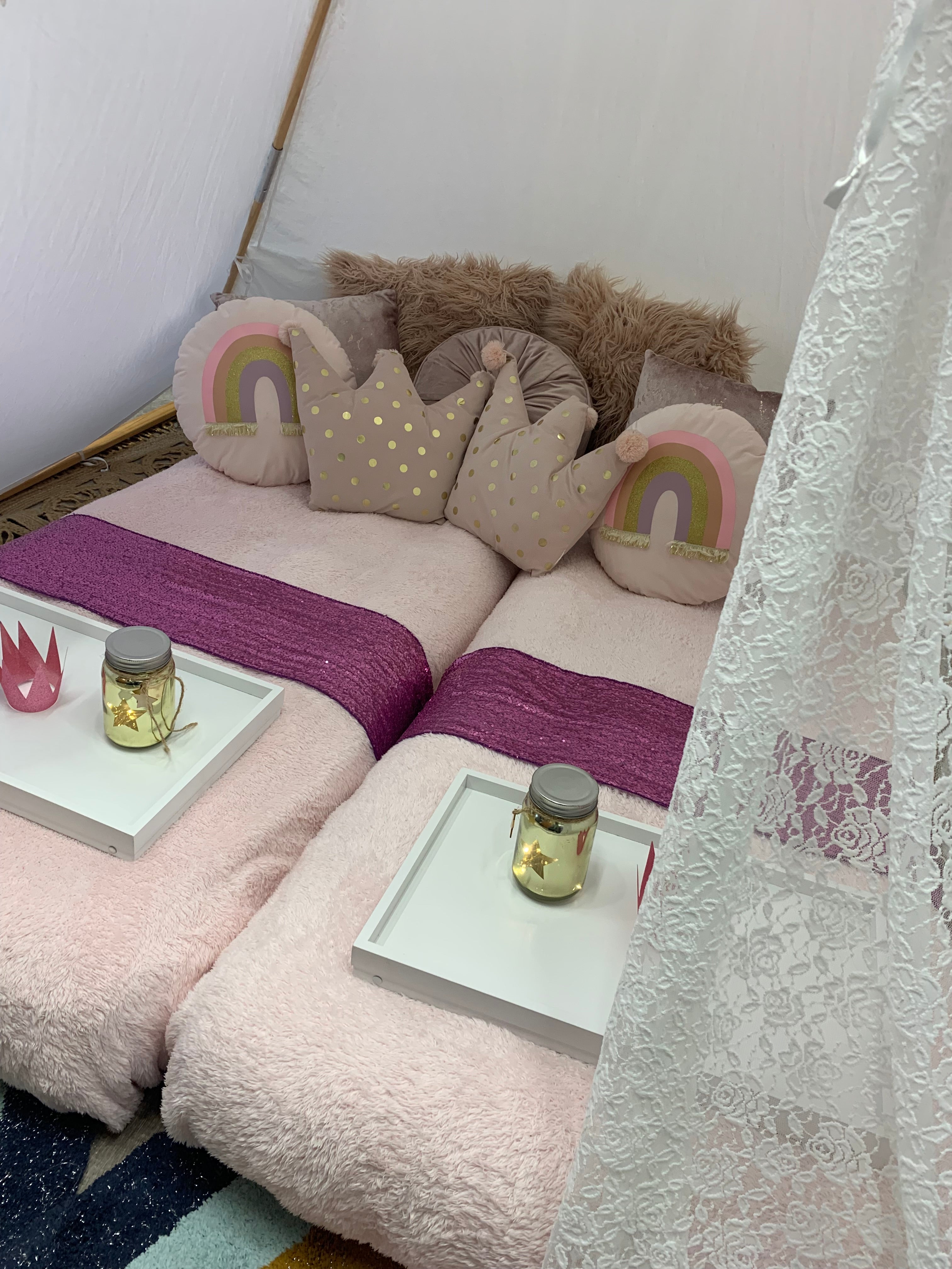 Pretty in pink themed mega teepee party hire Wellington