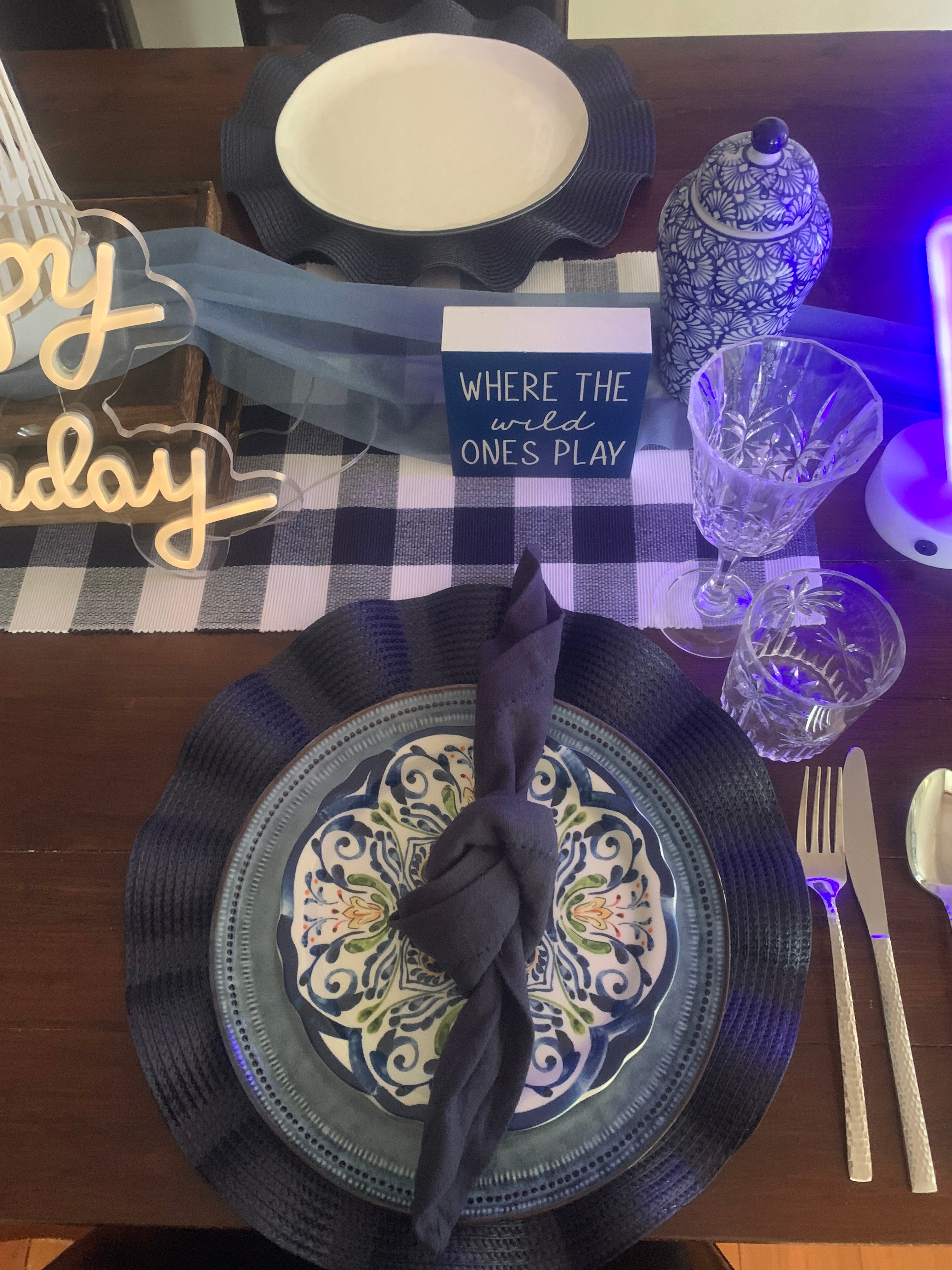Navy and blue themed picnic setup Wellington celebration company