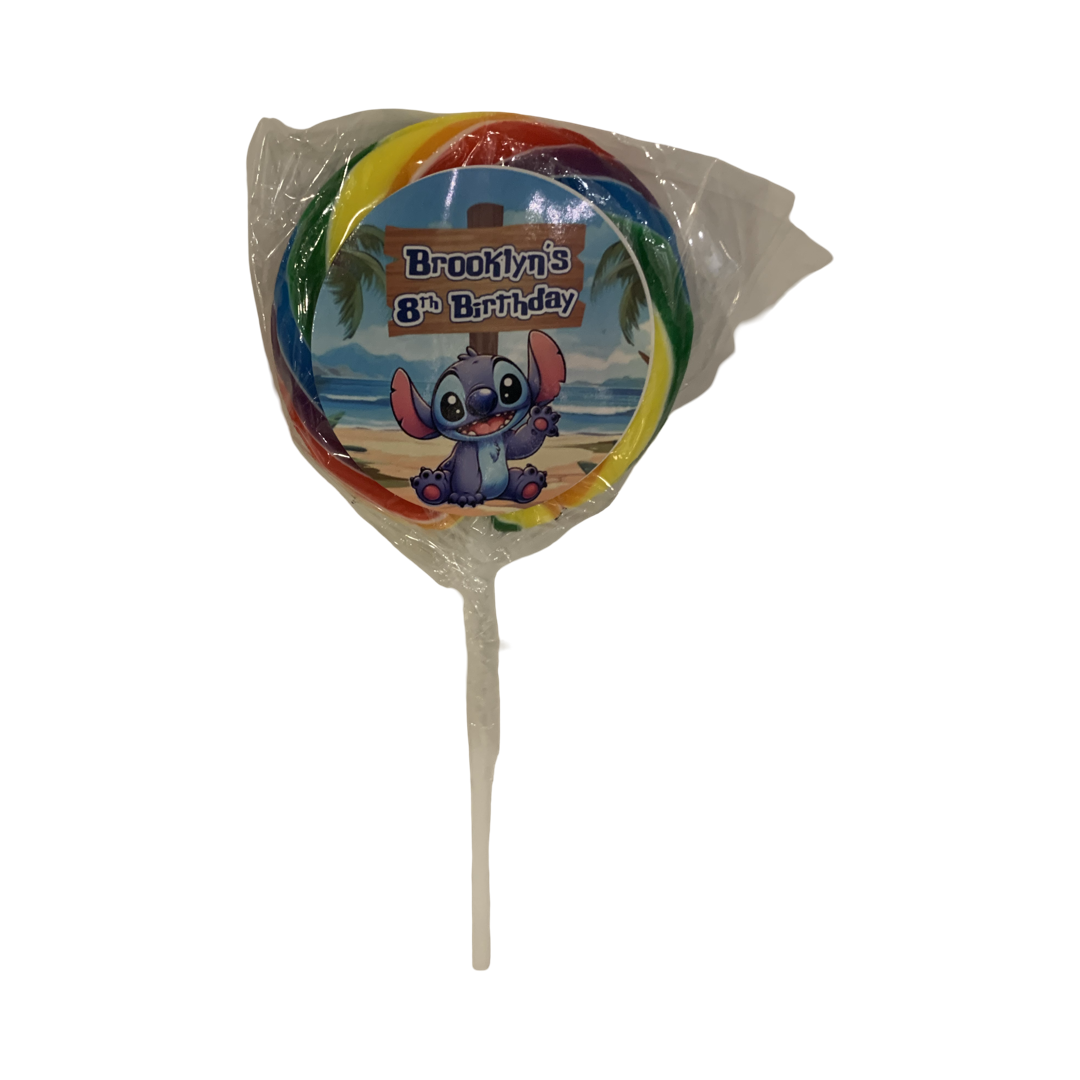 Stitch themed lollipops NZ party favours