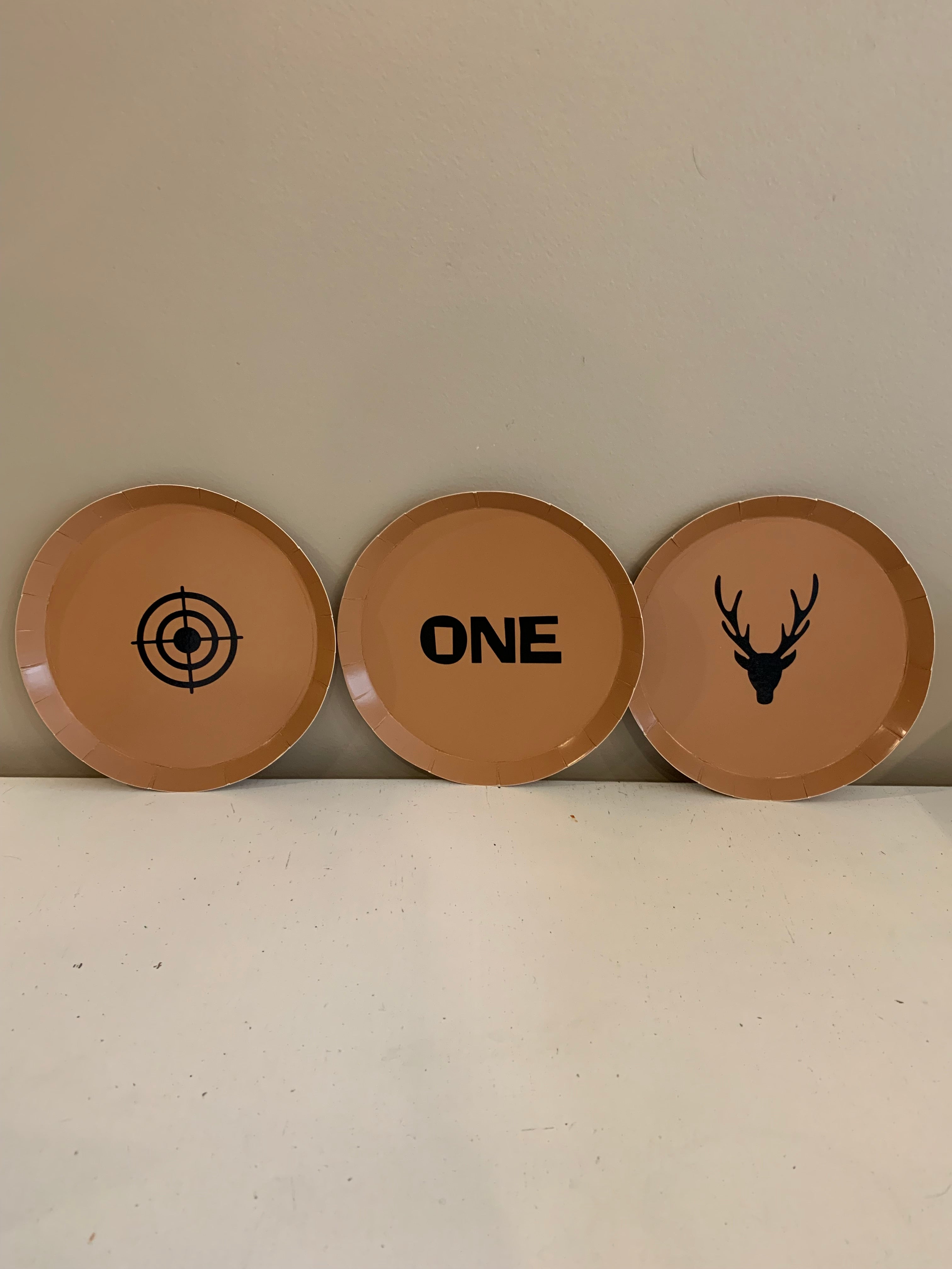Stag or deer themed first birthday party tableware