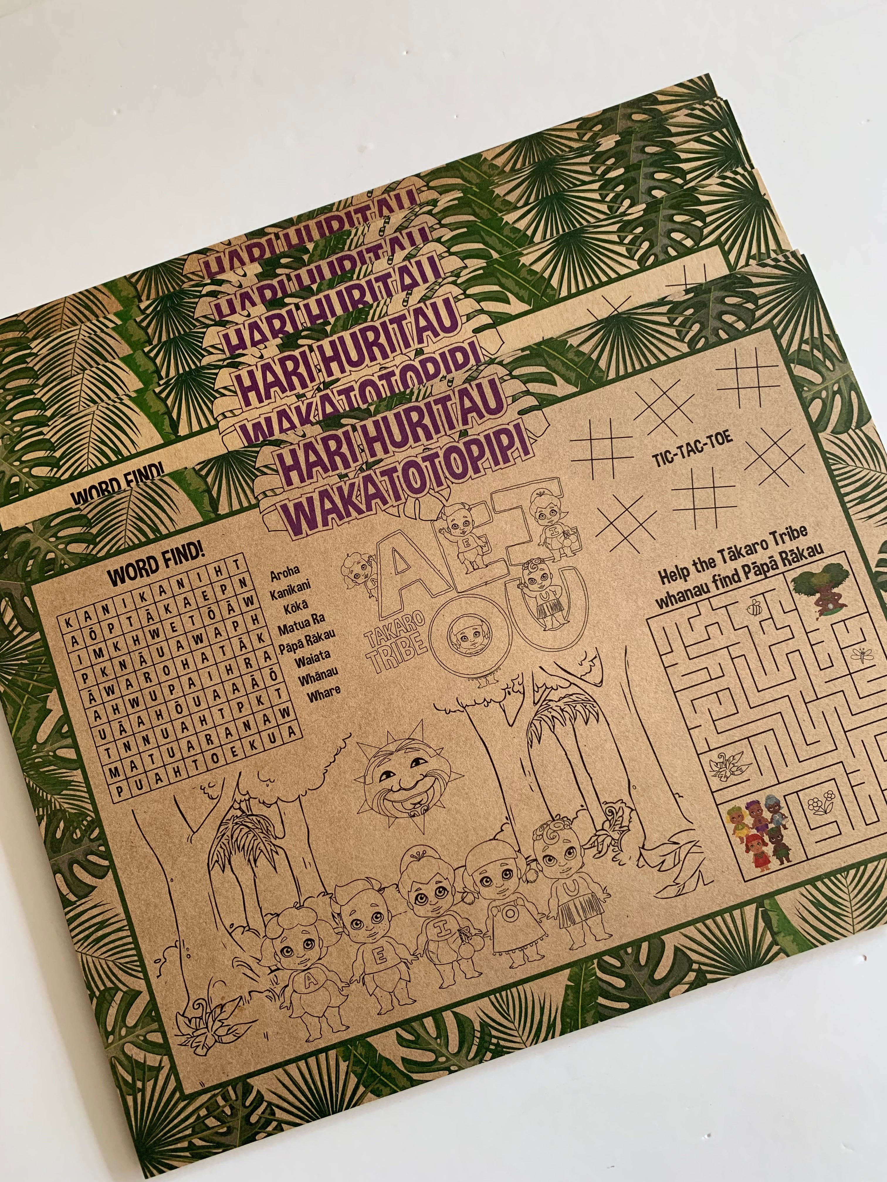 Tākaro Tribe activity placemats