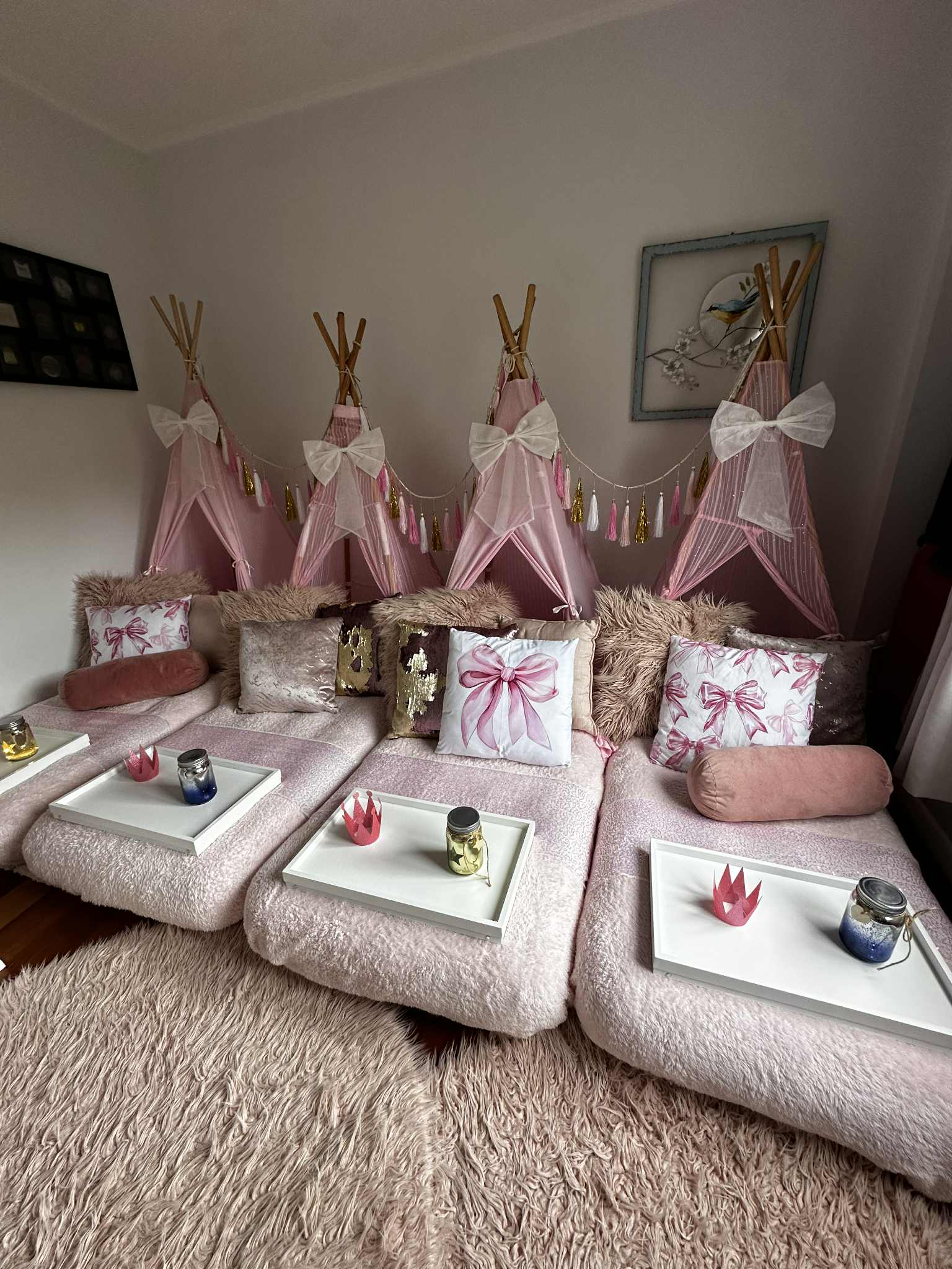 Bow themed pink teepee party setup Wellington