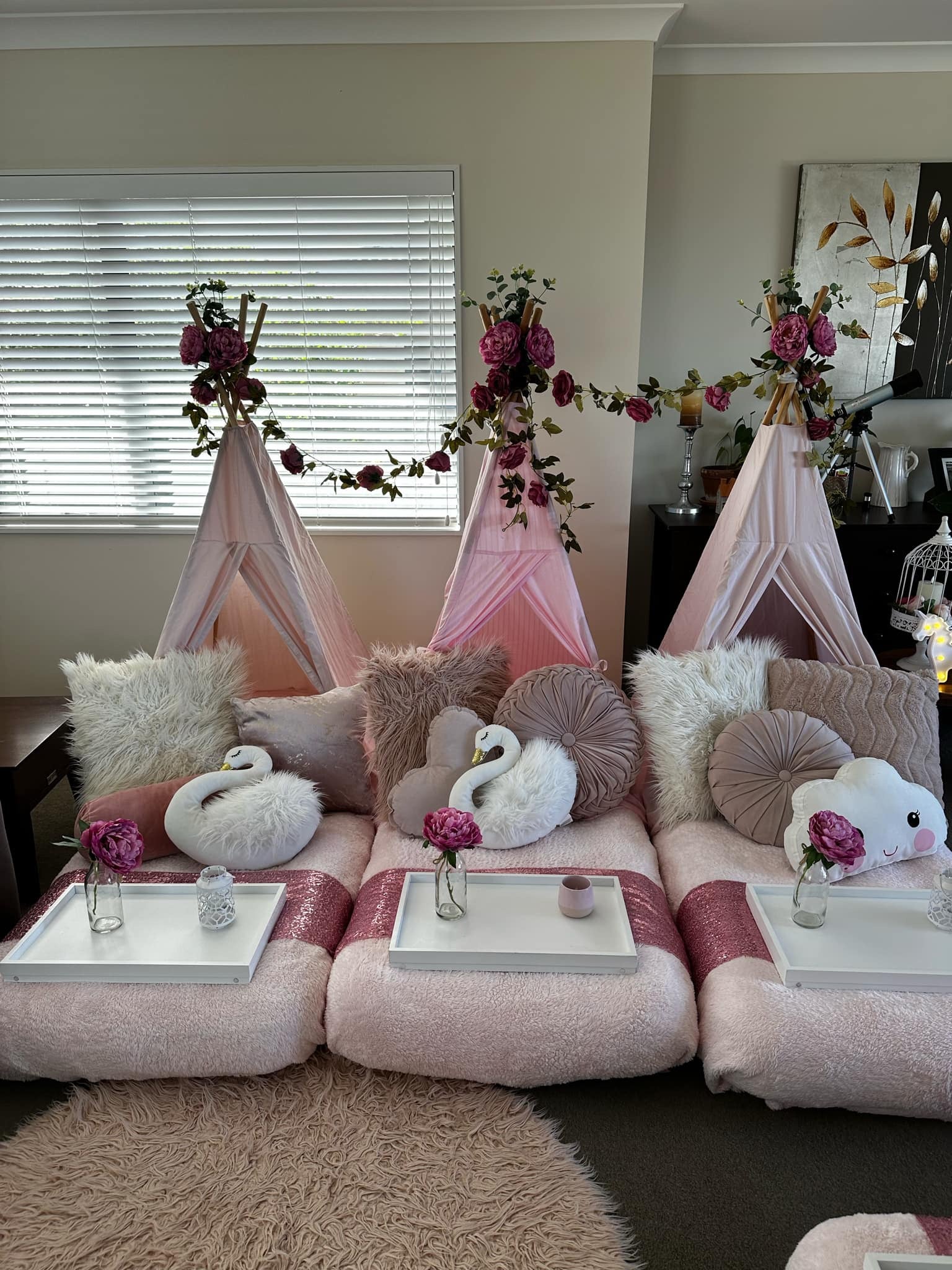 Little blush and blossom pink teepee slumber party Wellington