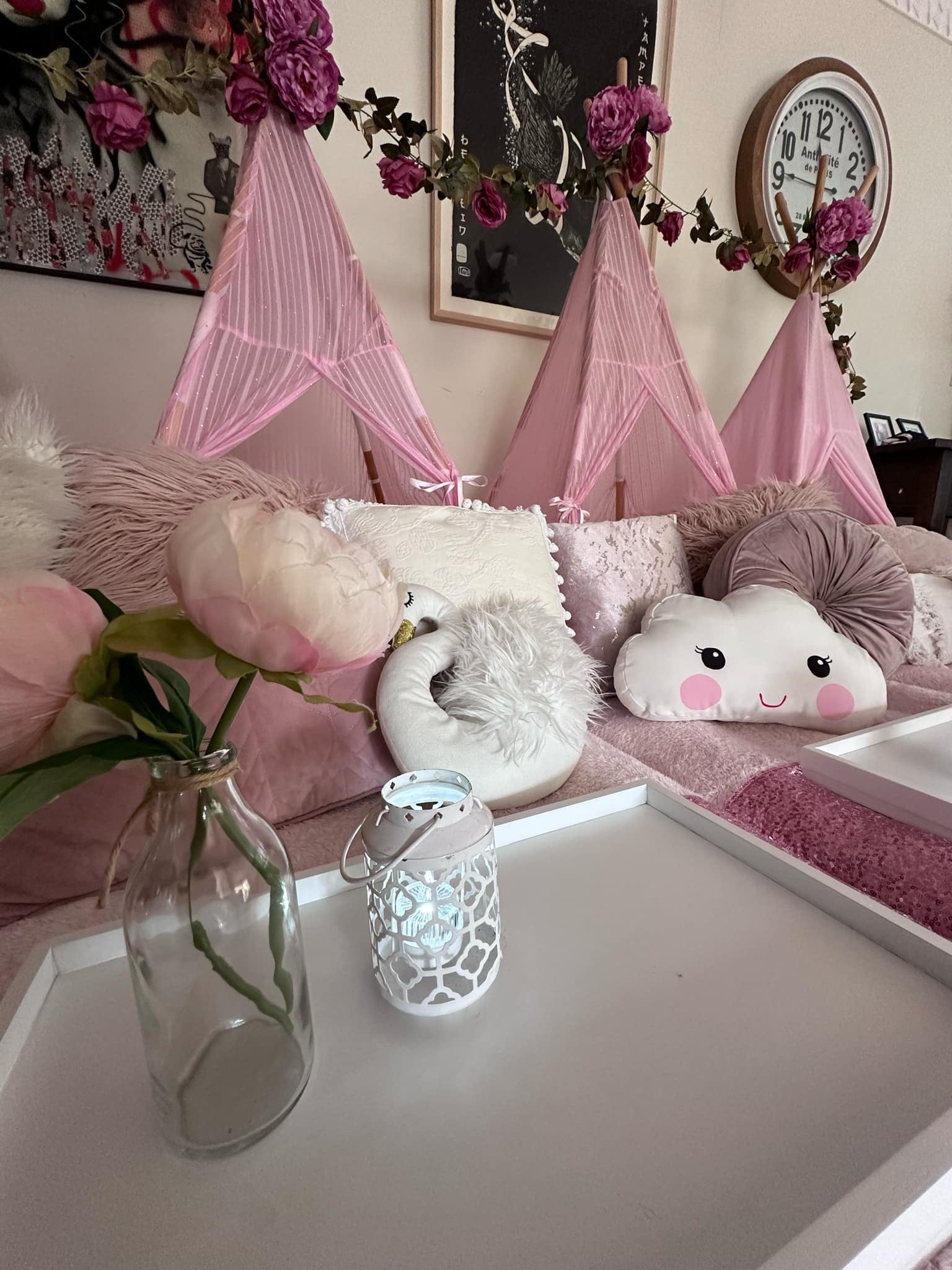 Dreamy swan and floral teepee sleepover Wellington