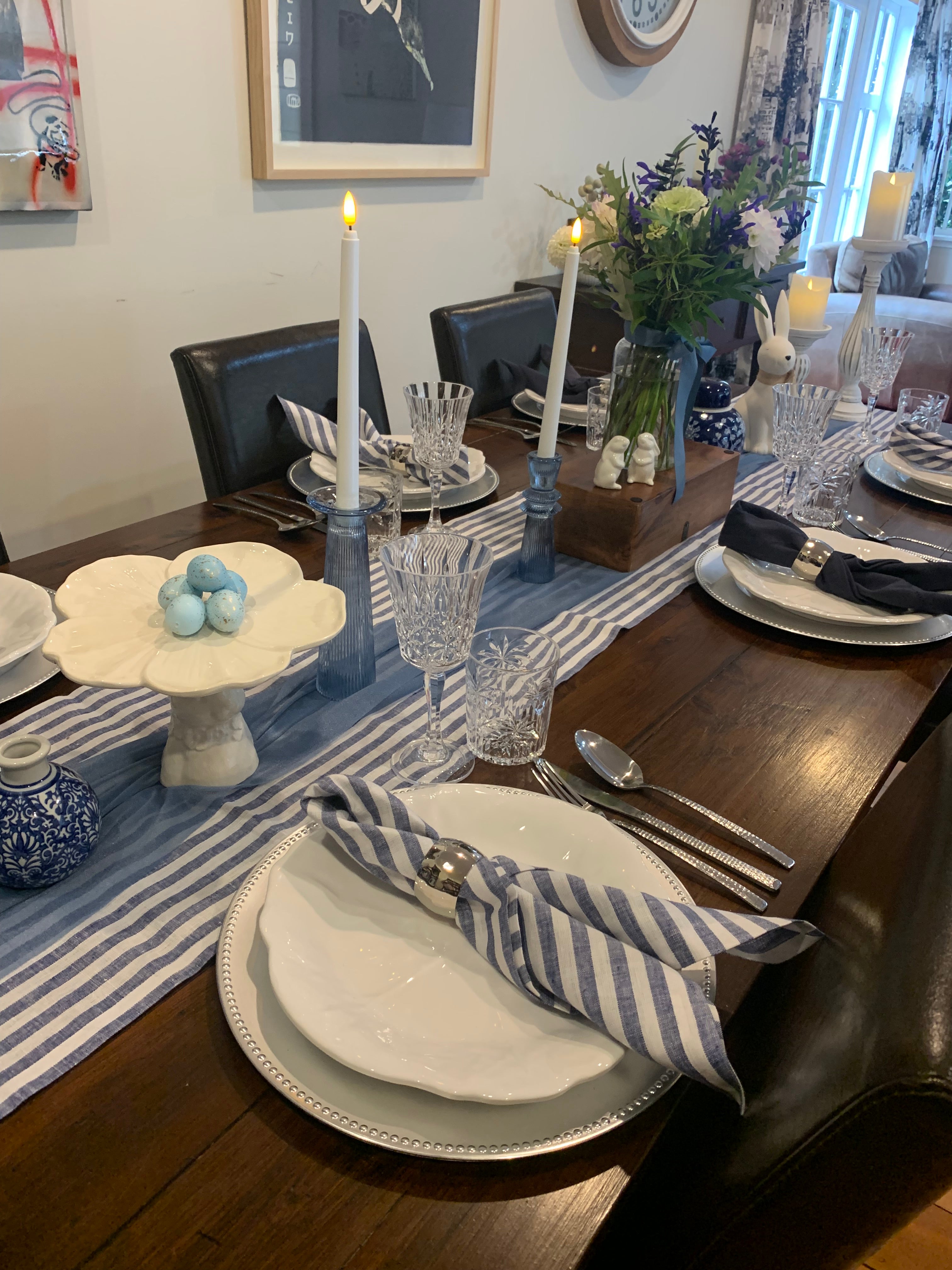 Boutique picnics Wellington blue striped Hamptons style tablescape