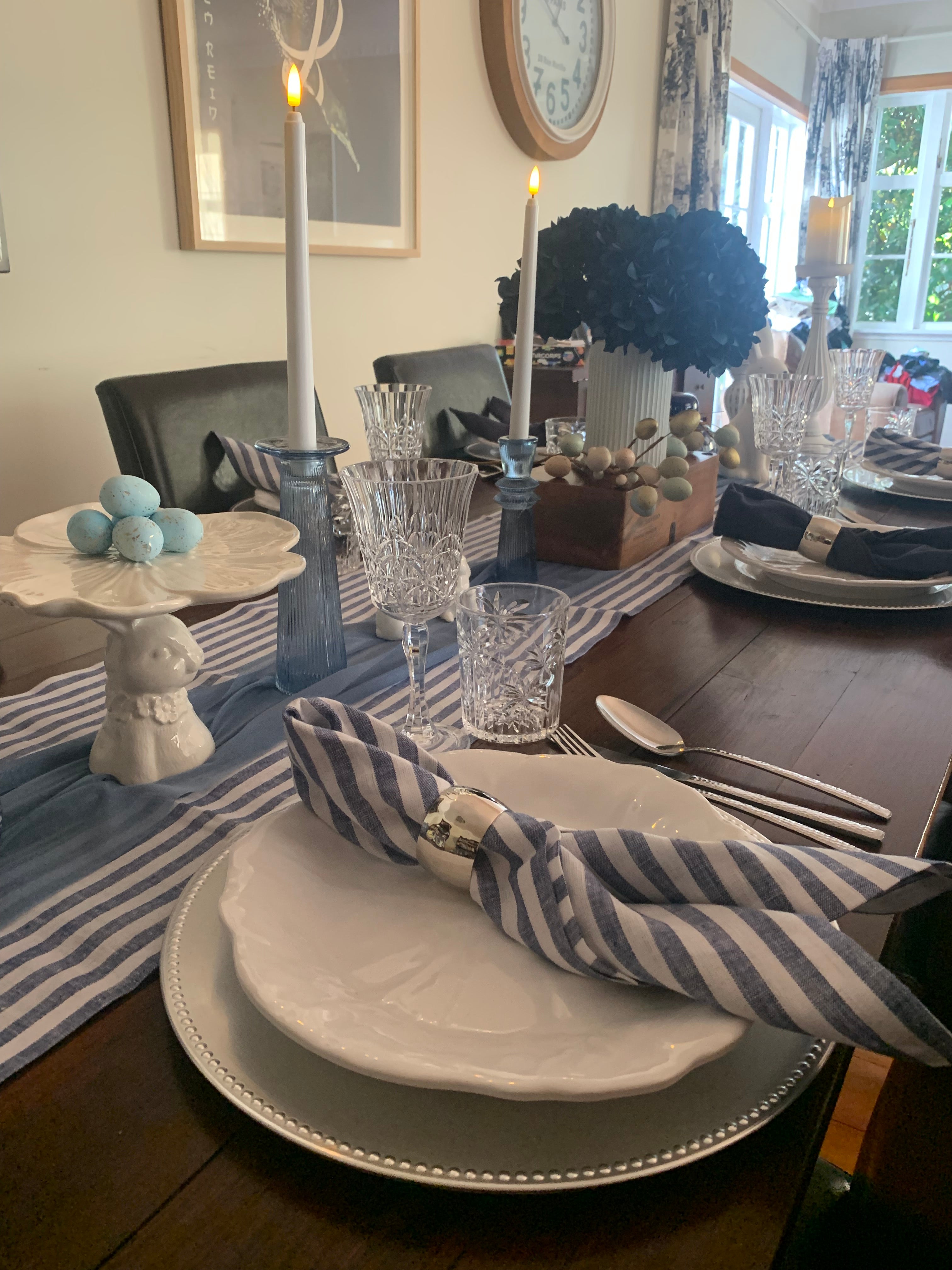 Blue coastal charm Hamptons style pretty picnic setup Wellington