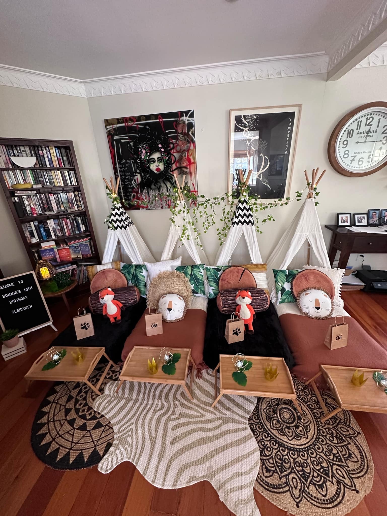 Woodland foxy animal teepee slumber party hire Wellington
