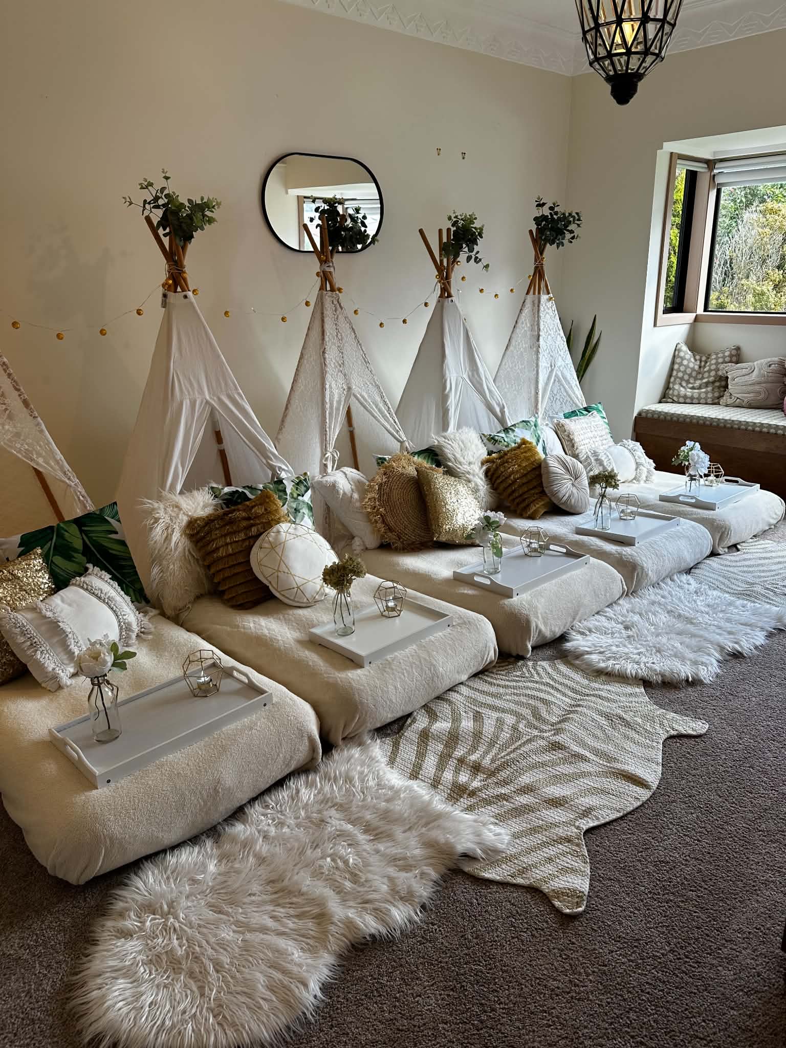 White gold and leafy classic elegant teepee party Wellington