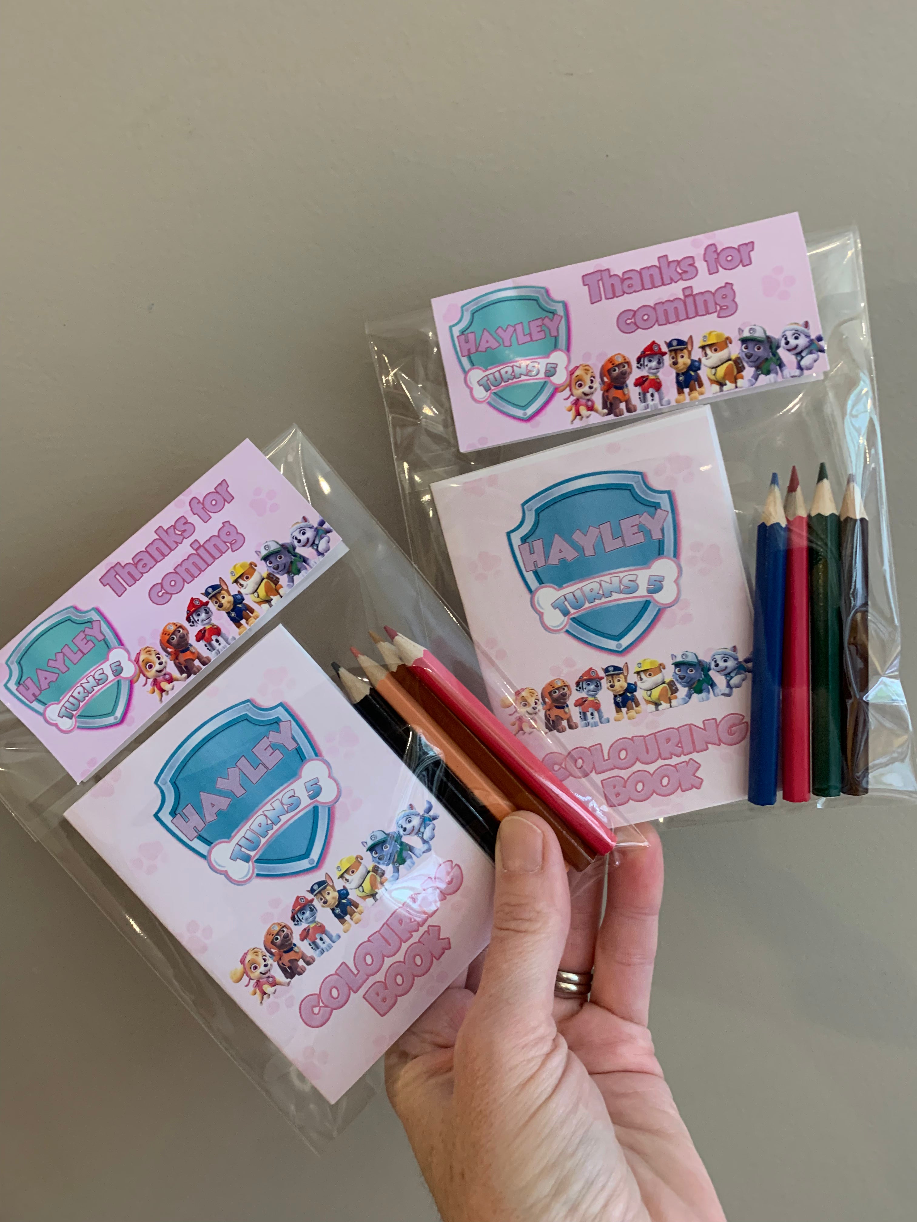 Paw Patrol mini colouring books NZ party favours