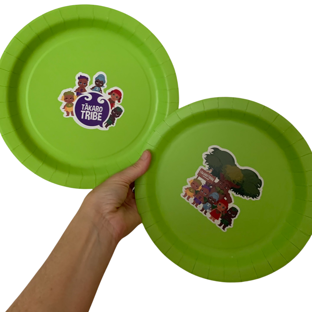 Tākaro Tribe themed plates