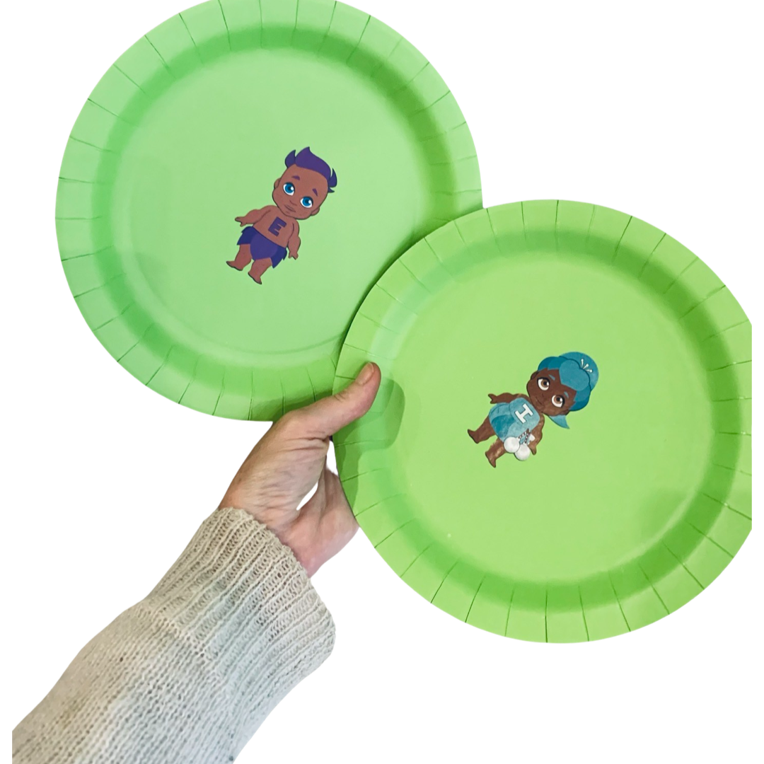 Large dinner plate Tākaro Tribe theme