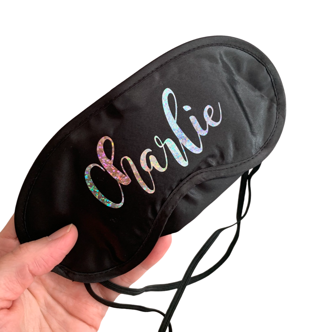 Personalised silver eye mask slumber parties nz