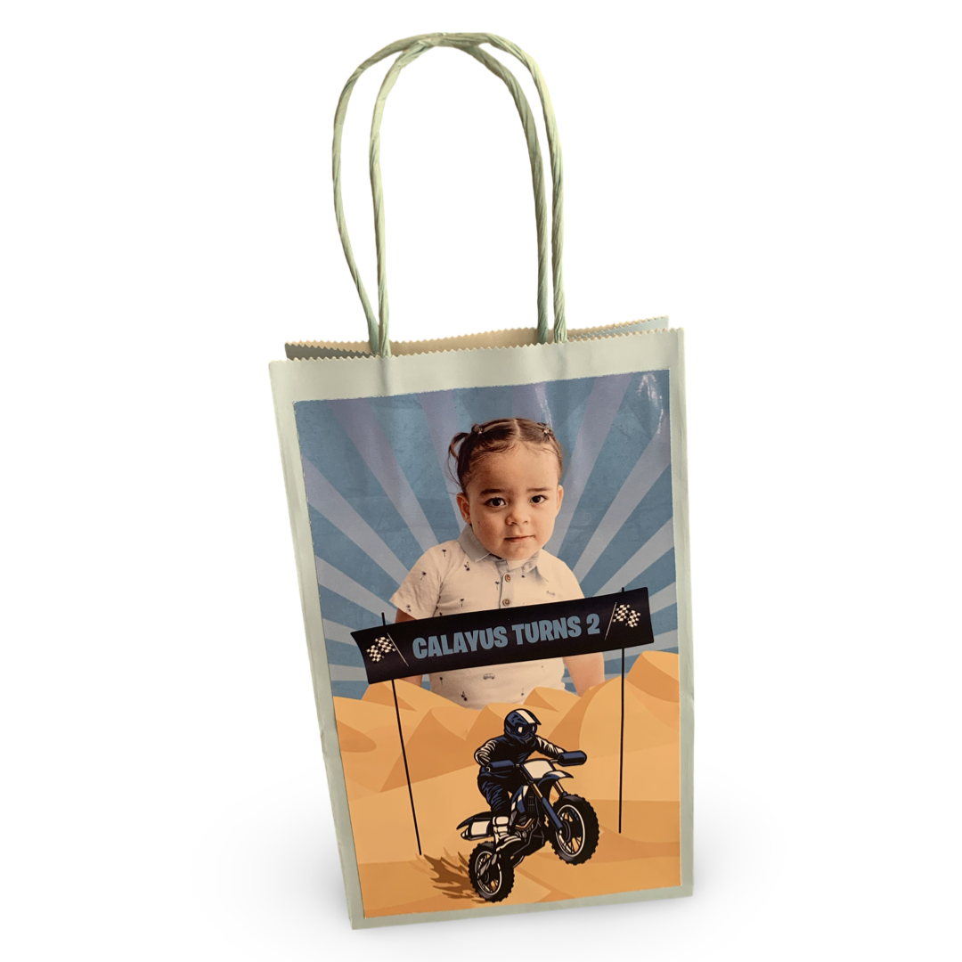 Motorbike personalised kids party bag nz