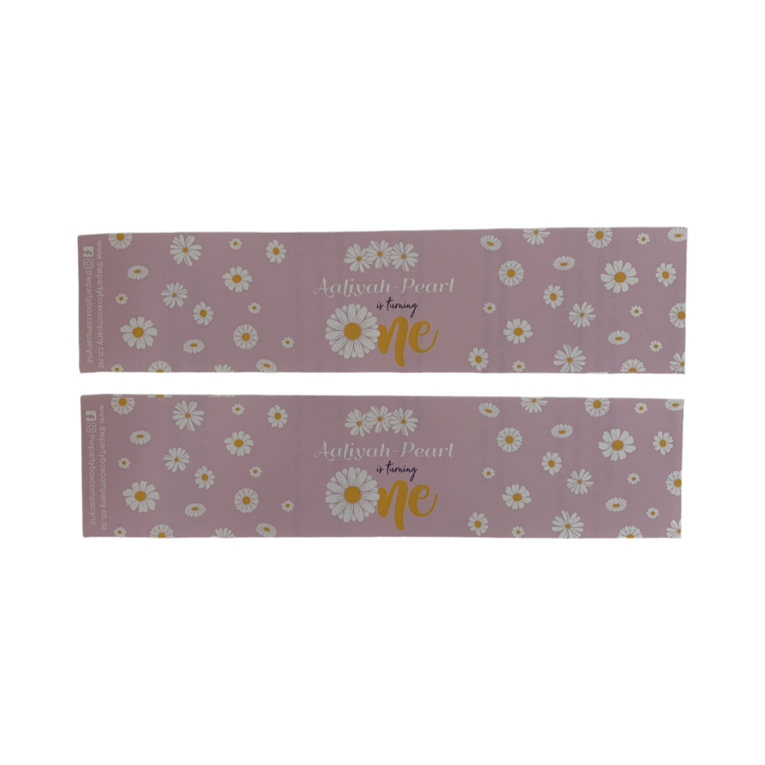 Pink daisy onederful water labels nz party supplies