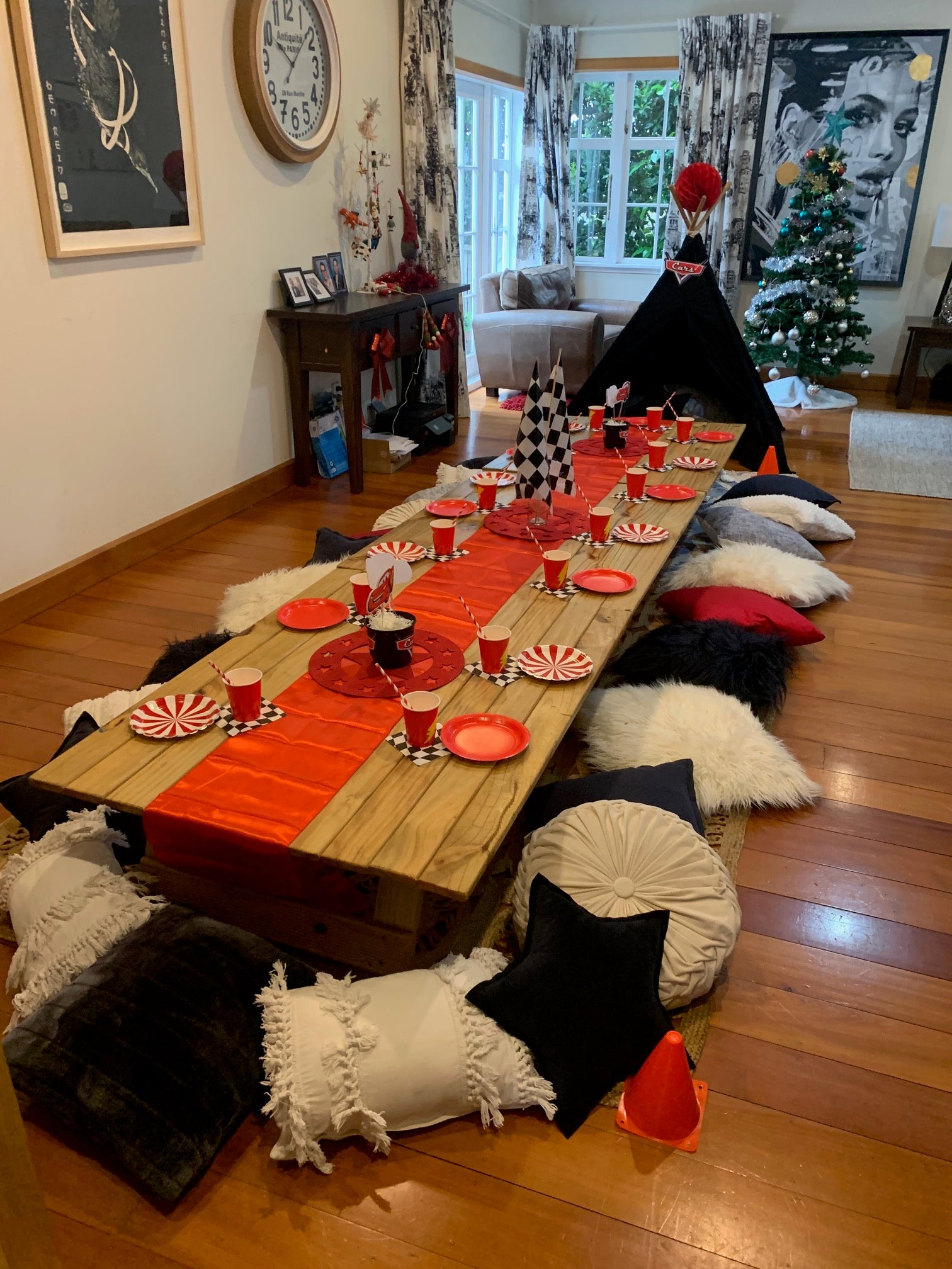 Cars themed kids picnic setup Wellington event company