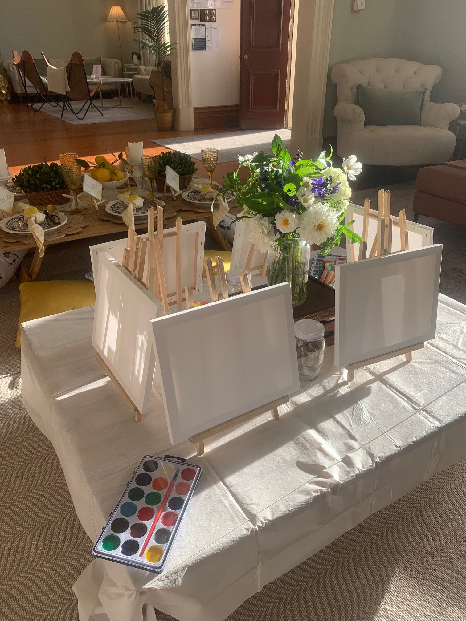 Kids party ideas art table hire Wellington