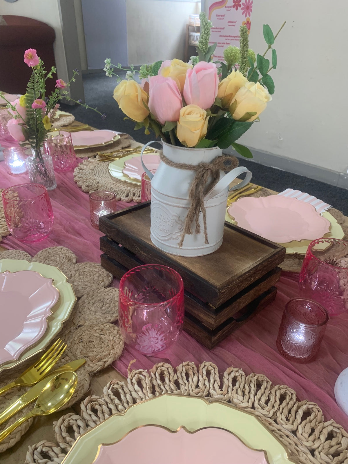 Gorgeous pastel yellow and pink picnic Wellington