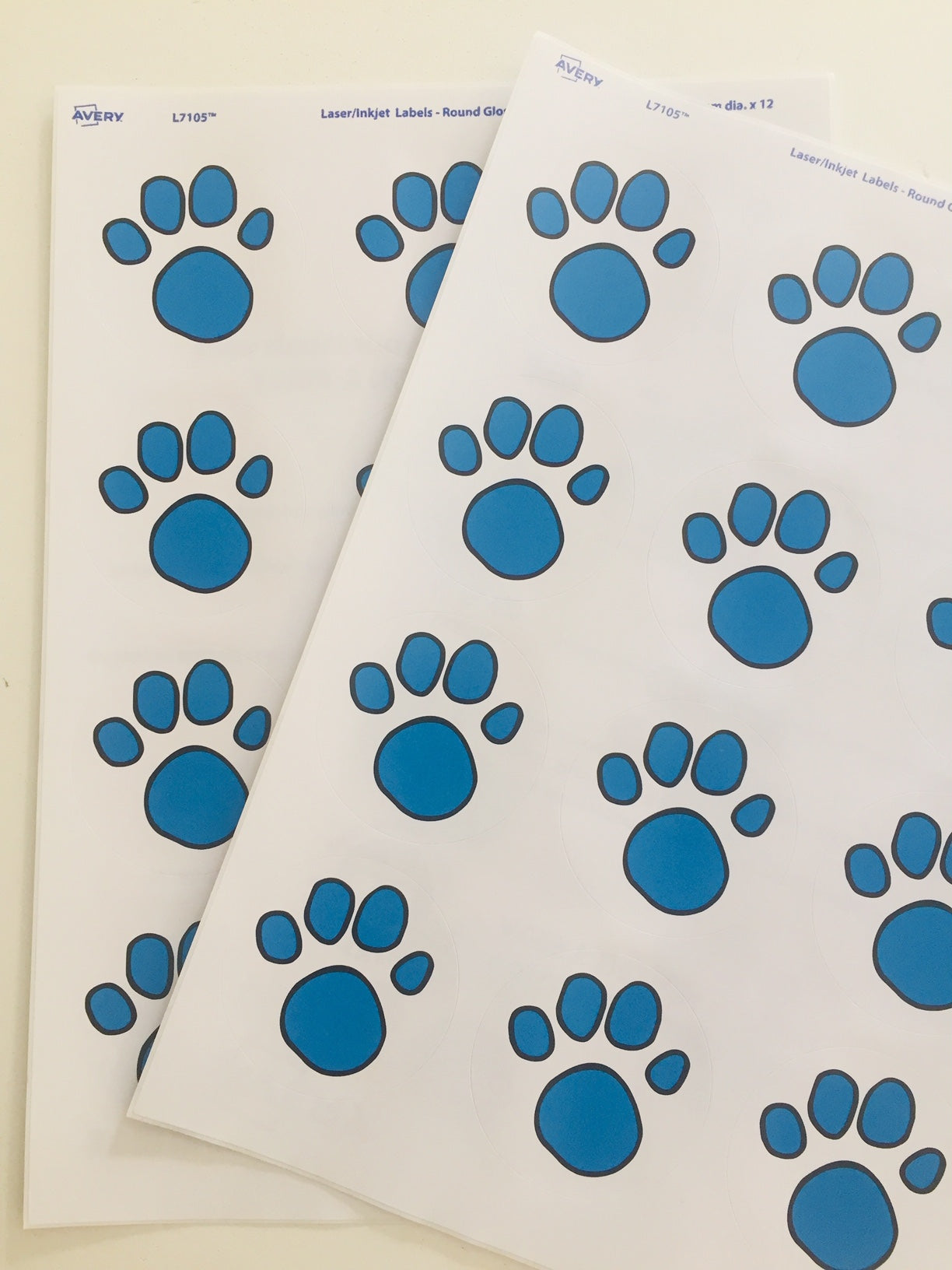 Paw print sticker sheets