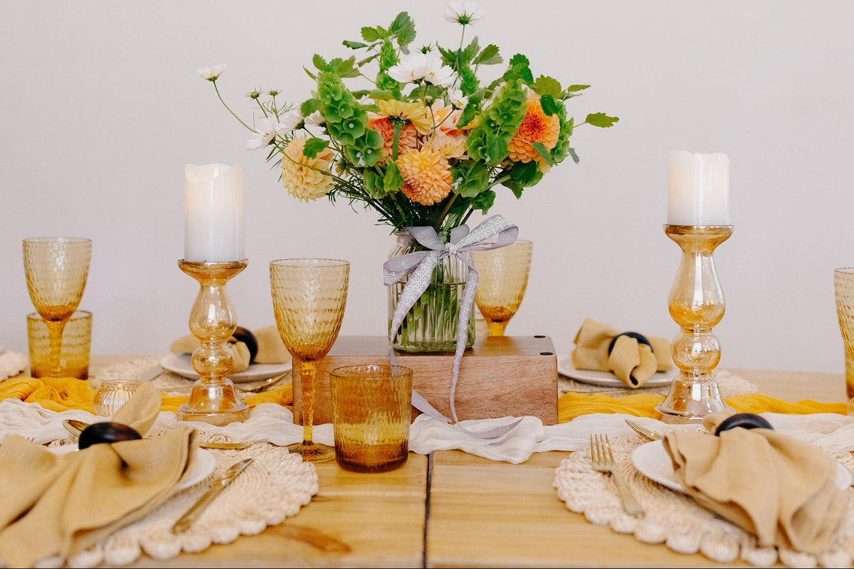 Gorgeous classic mustard picnic tablescape package available for hire Wellington