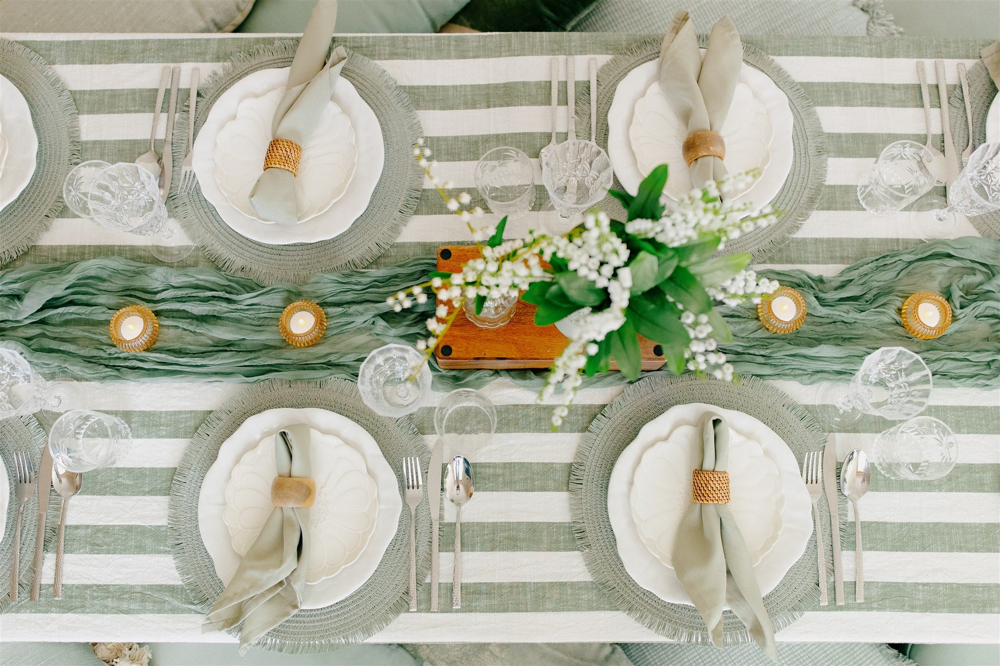 Striped sage beauty luxury picnic setup Wellington event company