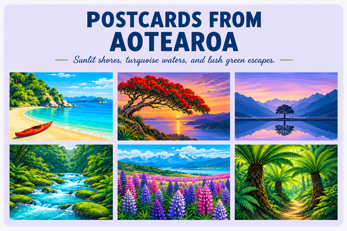 Beautiful NZ inspired landscape paint templates for Wellington based paint and sip parties