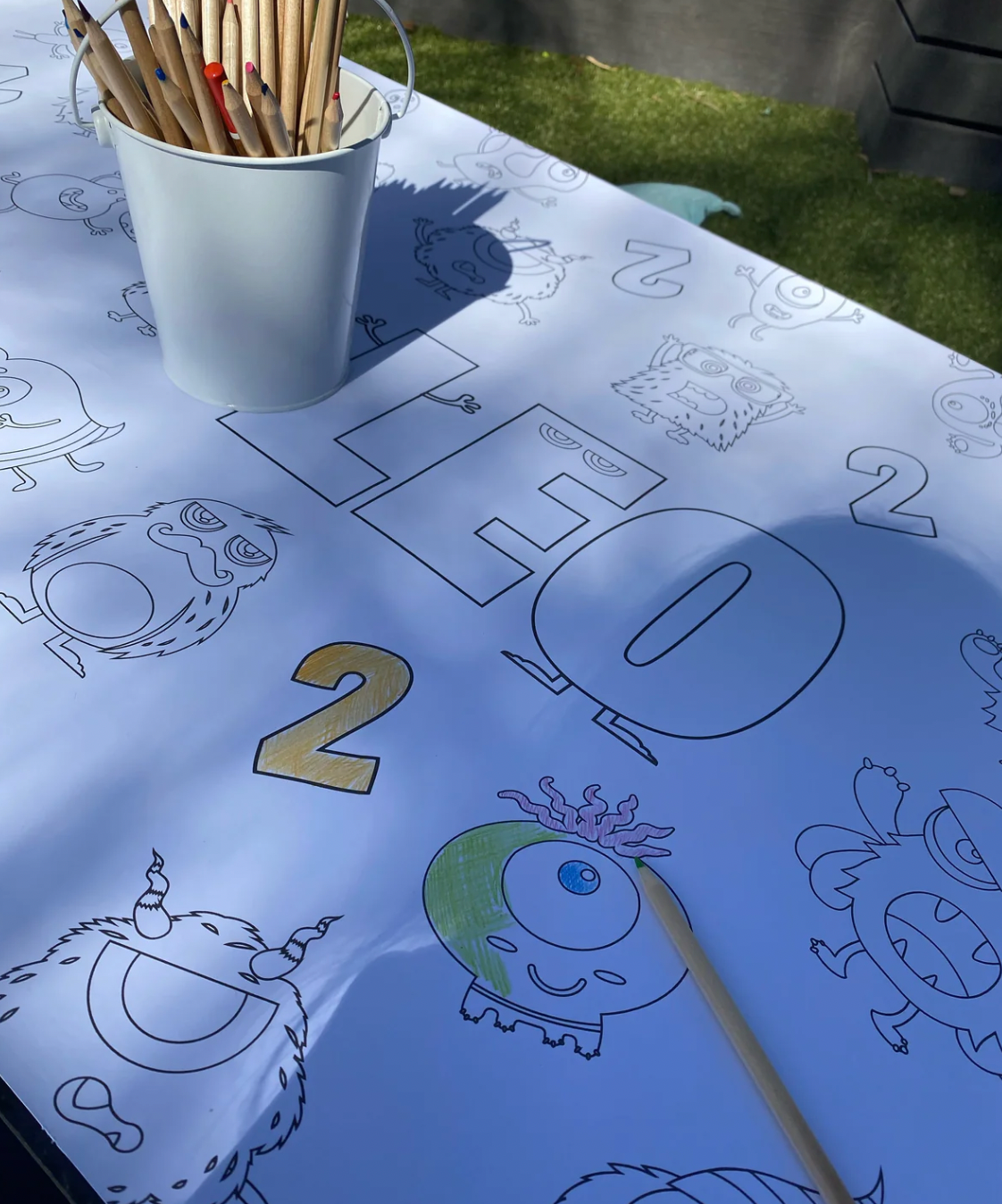 Monster colouring table runner