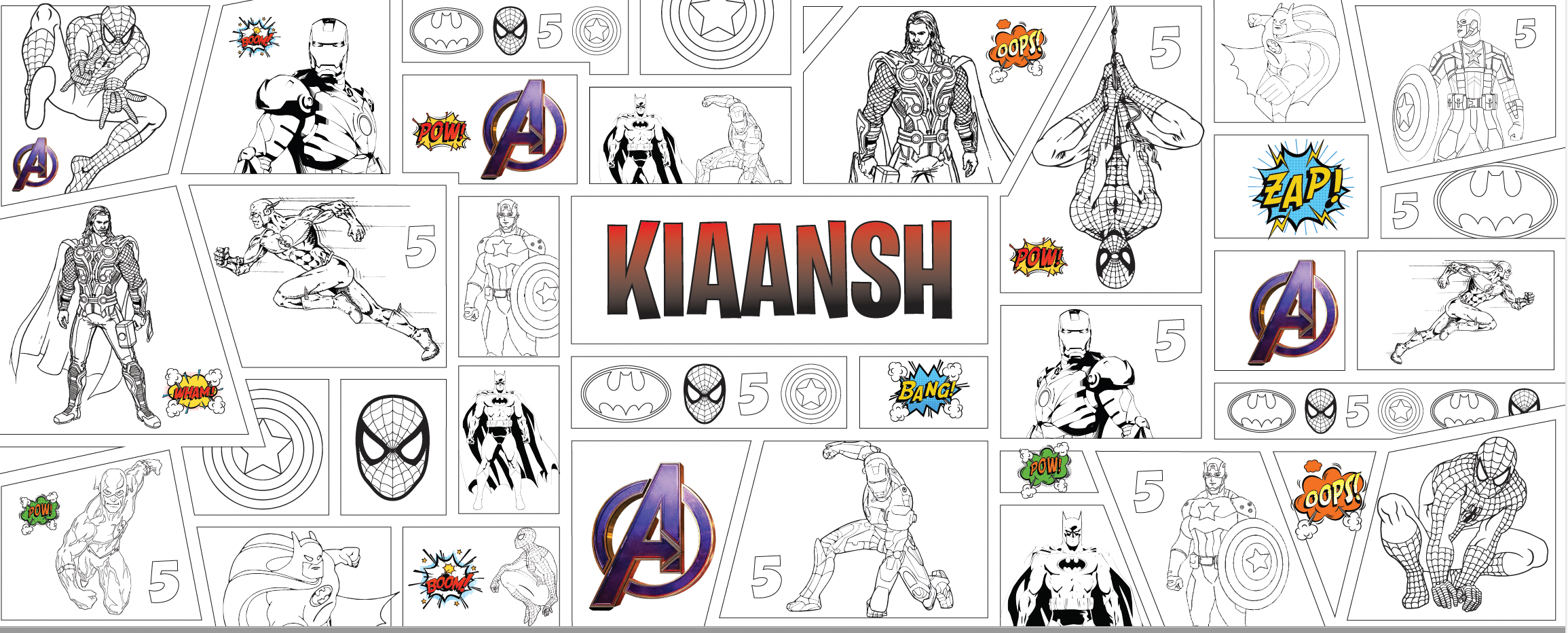 Avengers colouring in table runner