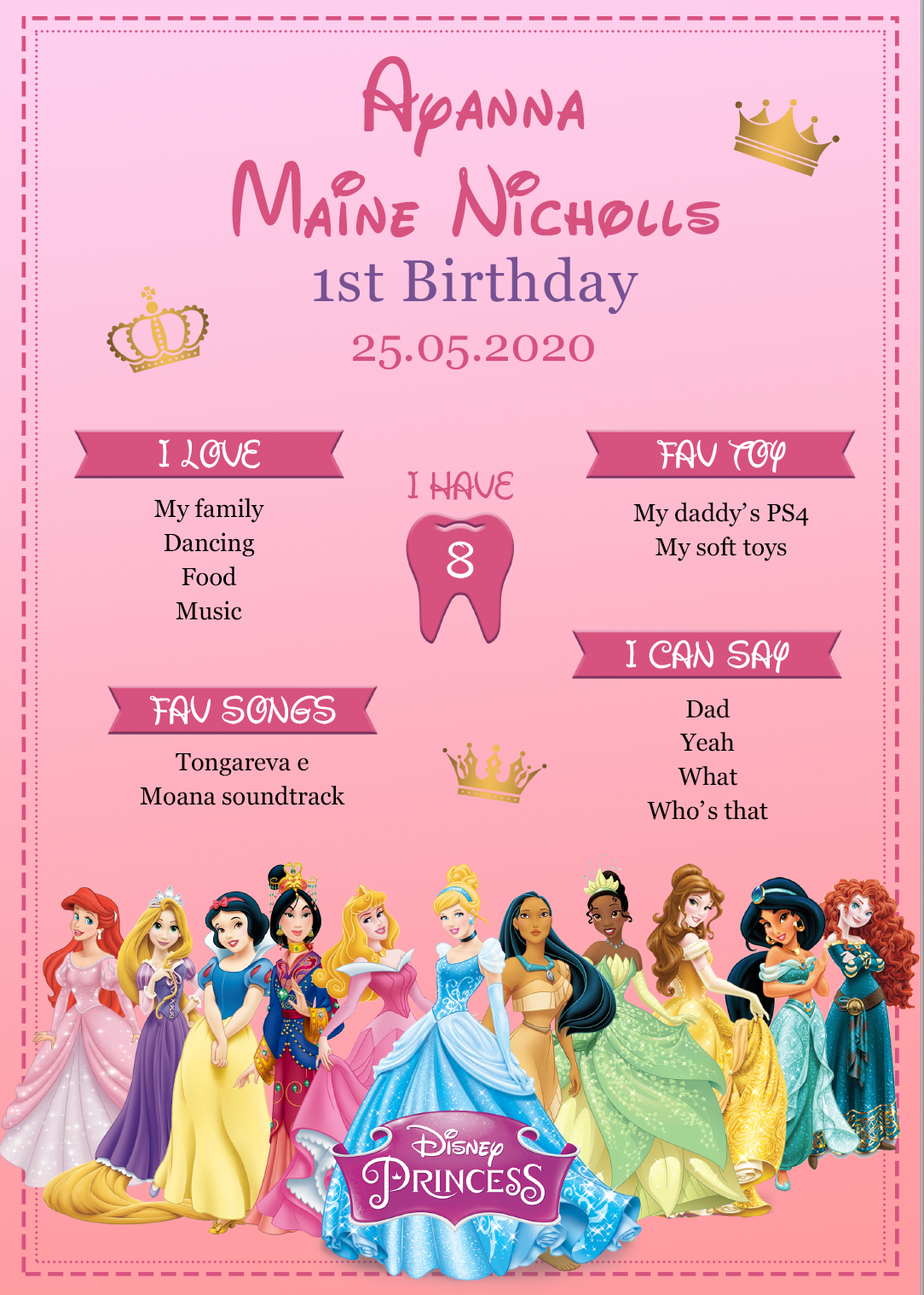 princess milestone poster