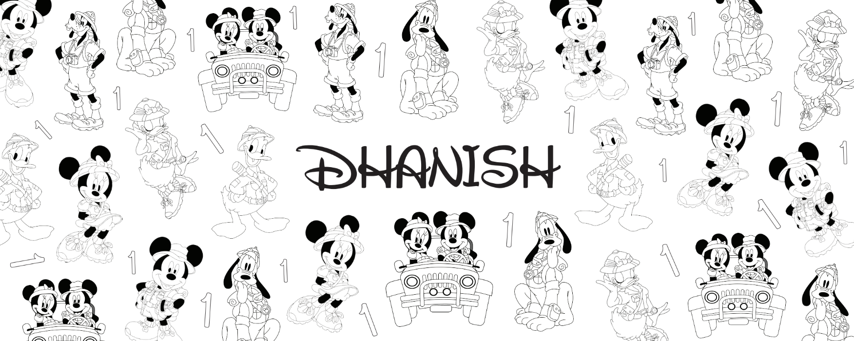 Mickey & friends colouring in table runner
