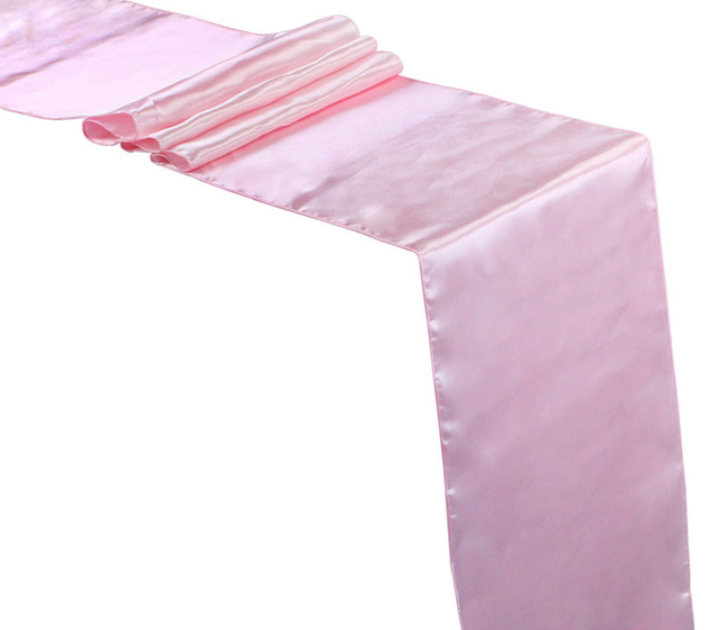 Light pink satin table runner