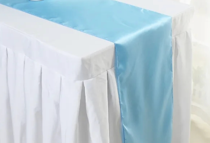 Light blue satin table runner