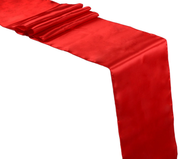 Red satin table runner