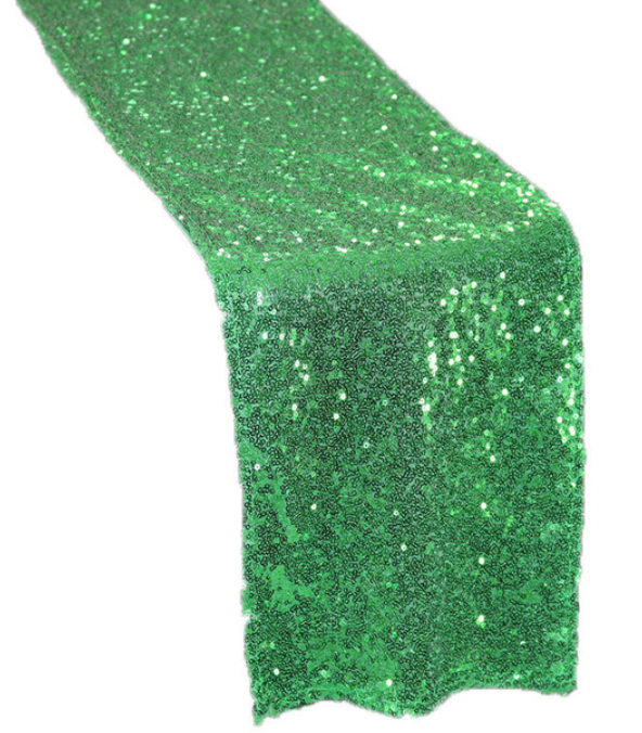 Green sequin table runner