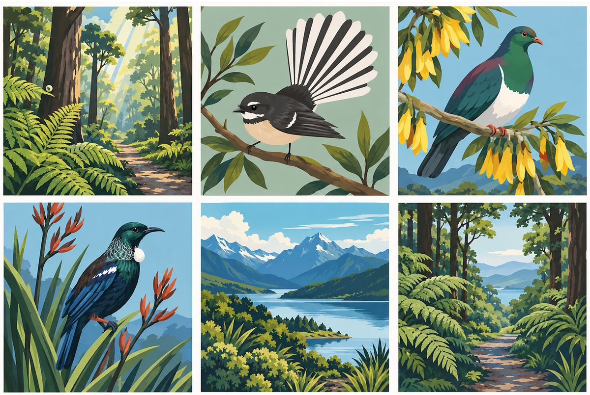 NZ nature and birds inspired paint templates for paint and sip parties in Wellington