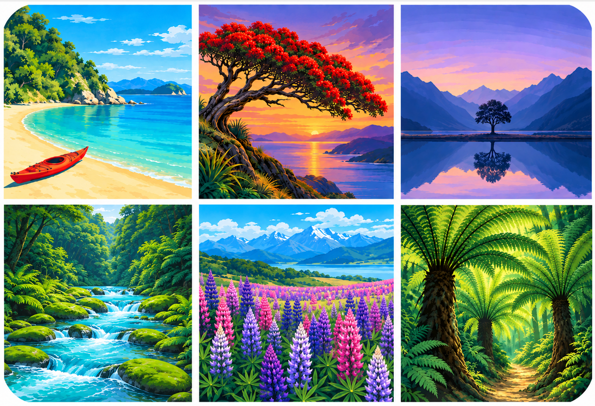 Paint and Sip parties Wellington with gorgeous NZ inspired scenery paint templates
