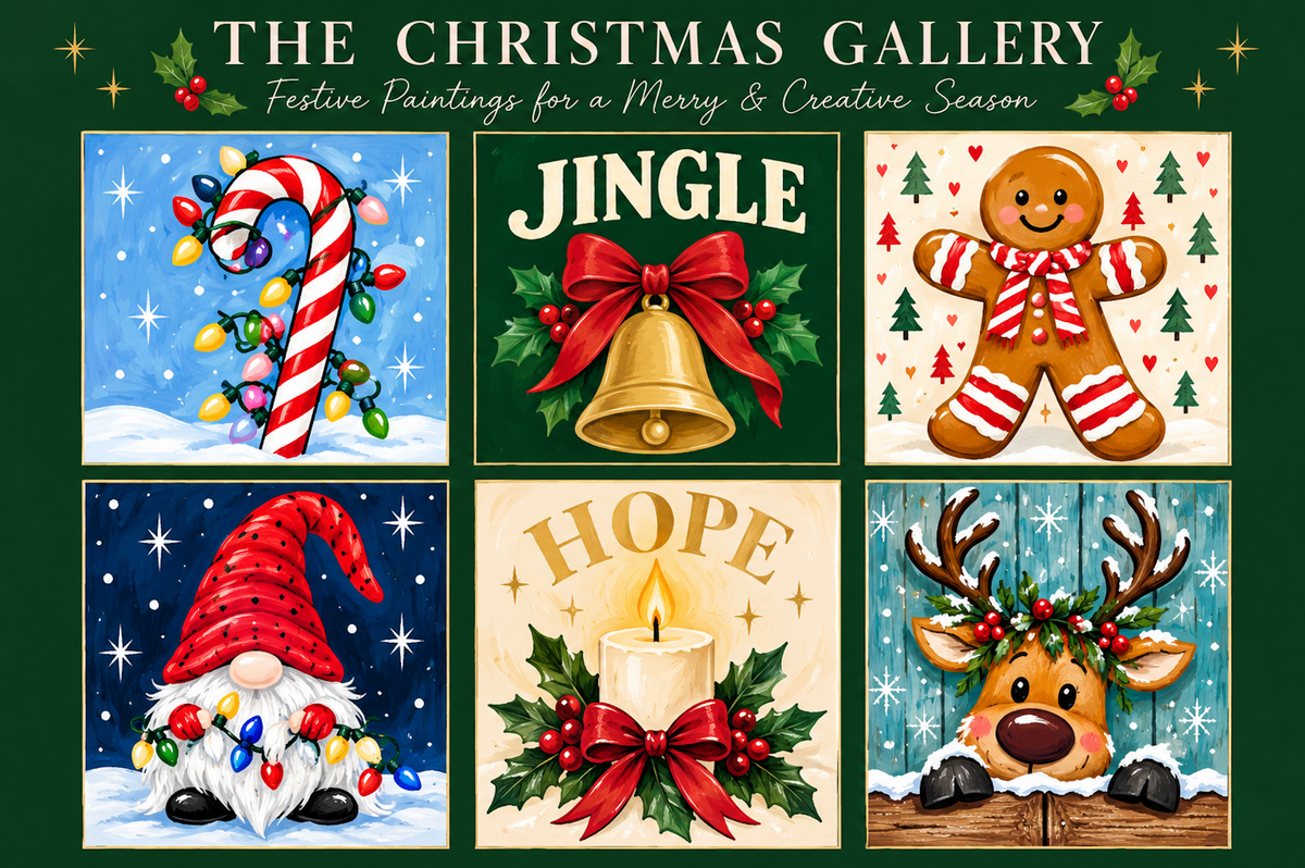 Get into the christmas spirit with our festive edition paint and sip parties for your corporate Christmas do or family and friends fun