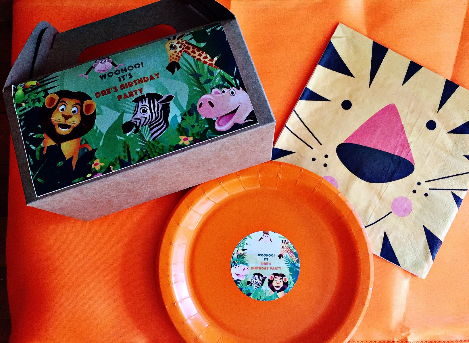 Jungle themed personalised tableware