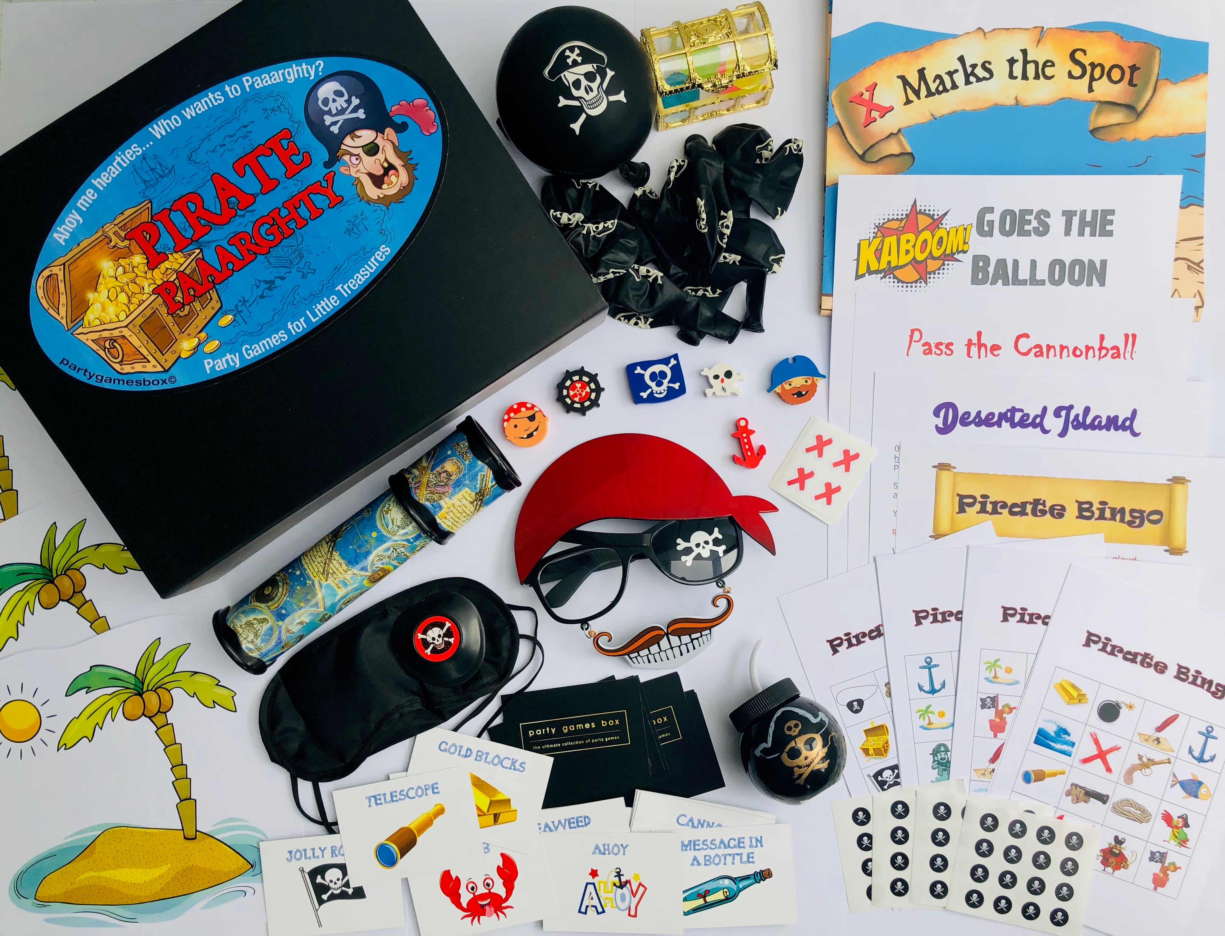 Pirate party games in a box