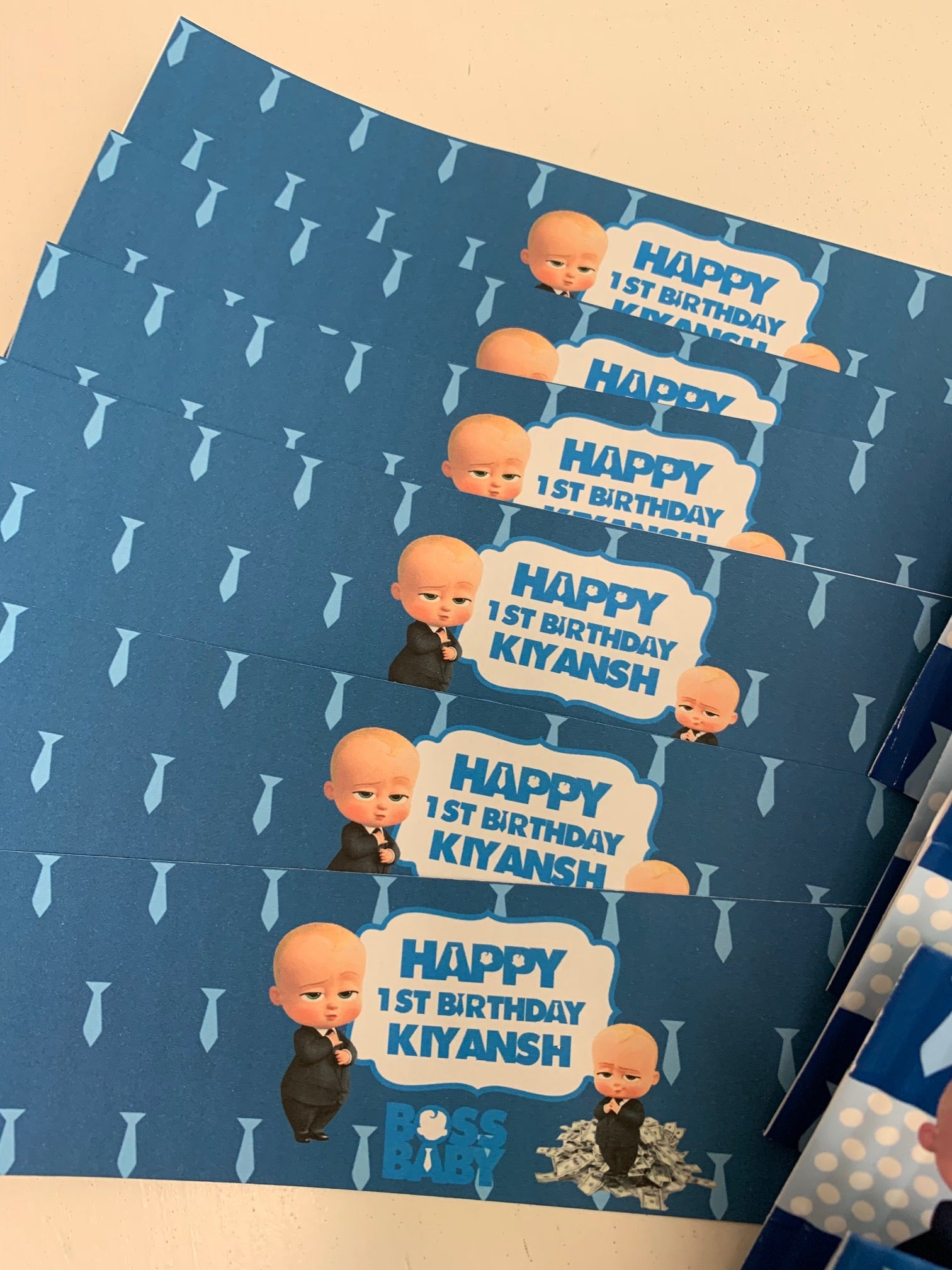 Boss baby personalised water labels