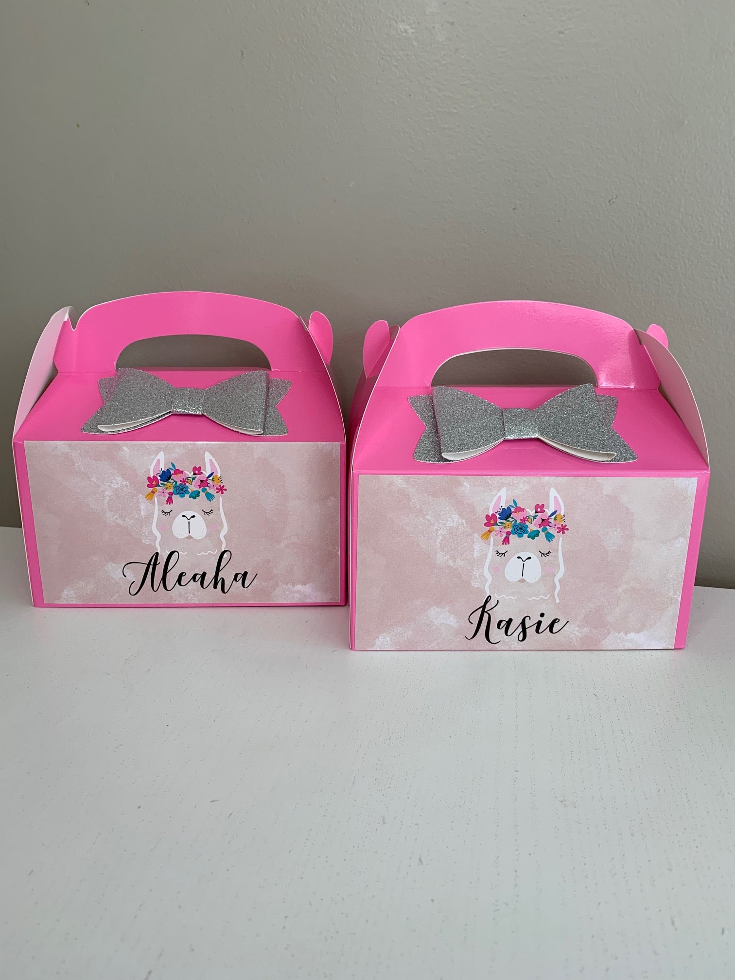 Personalised llama themed gift boxes