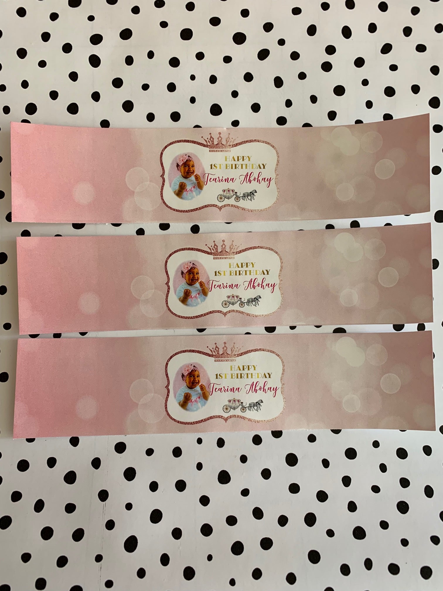 Princess themed water labels