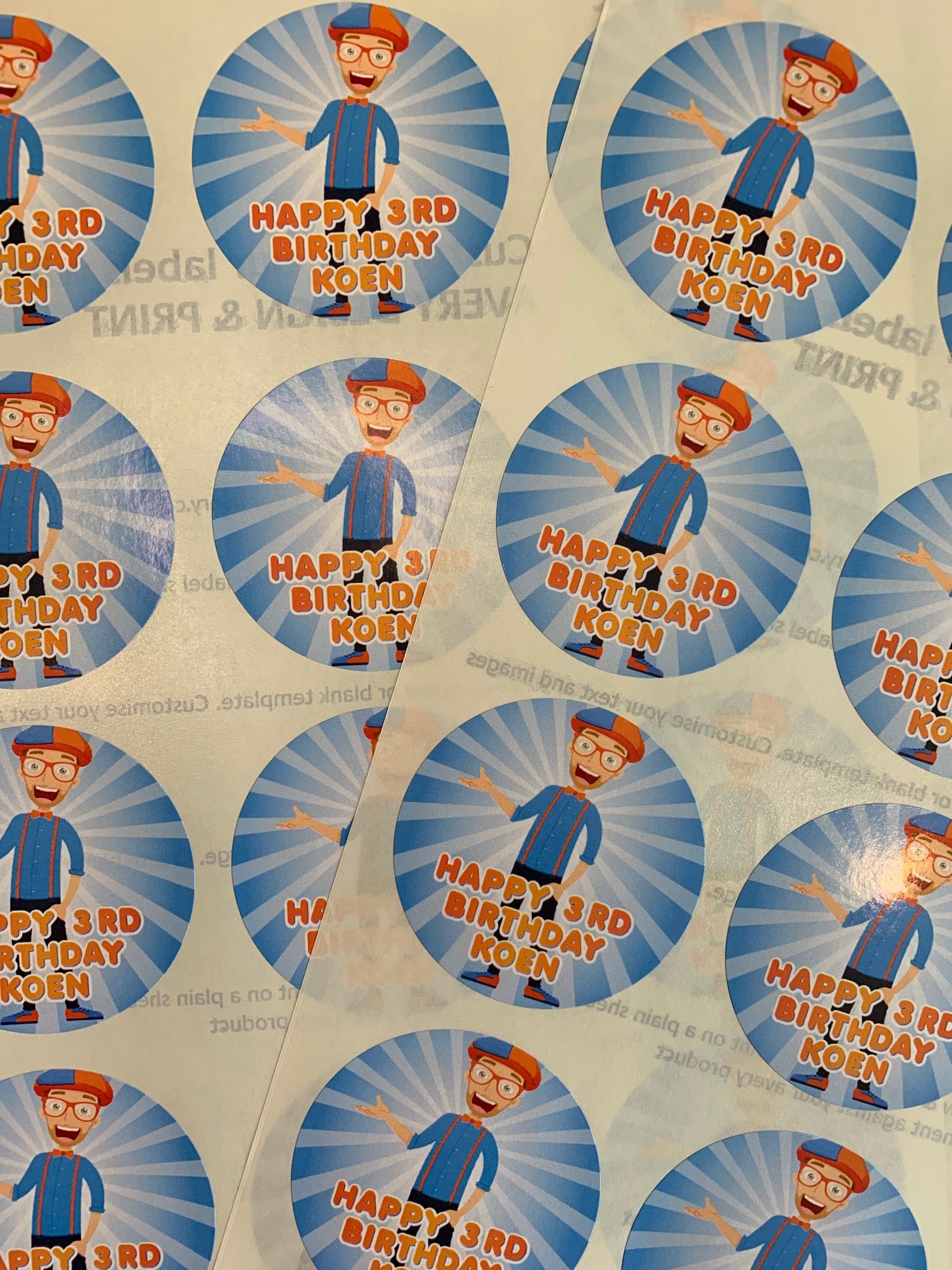 Blippi personalised stickers