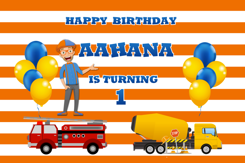 Personalised Blippi vinyl backdrop