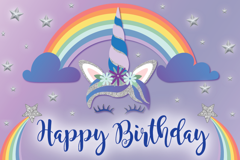 Unicorn happy birthday backdrop