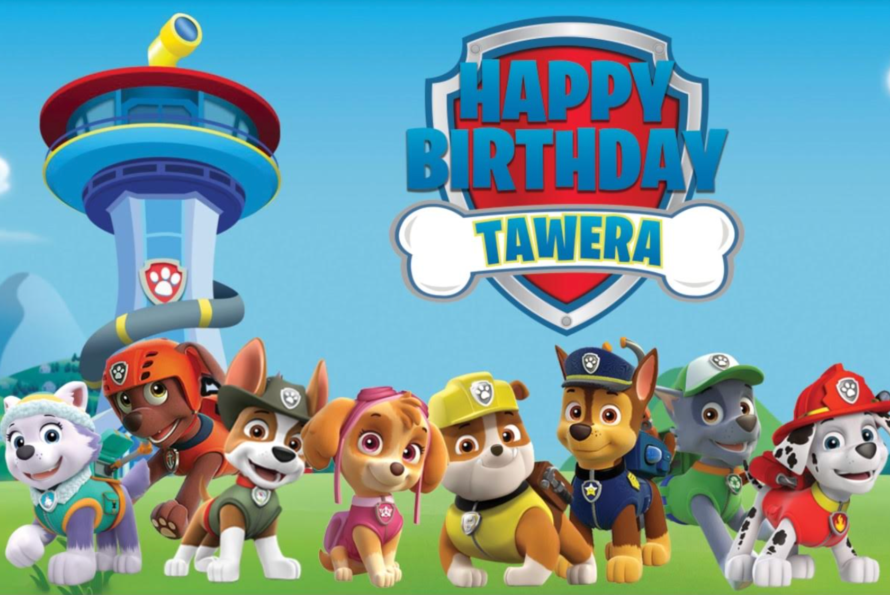 Paw Patrol personalised backdrop