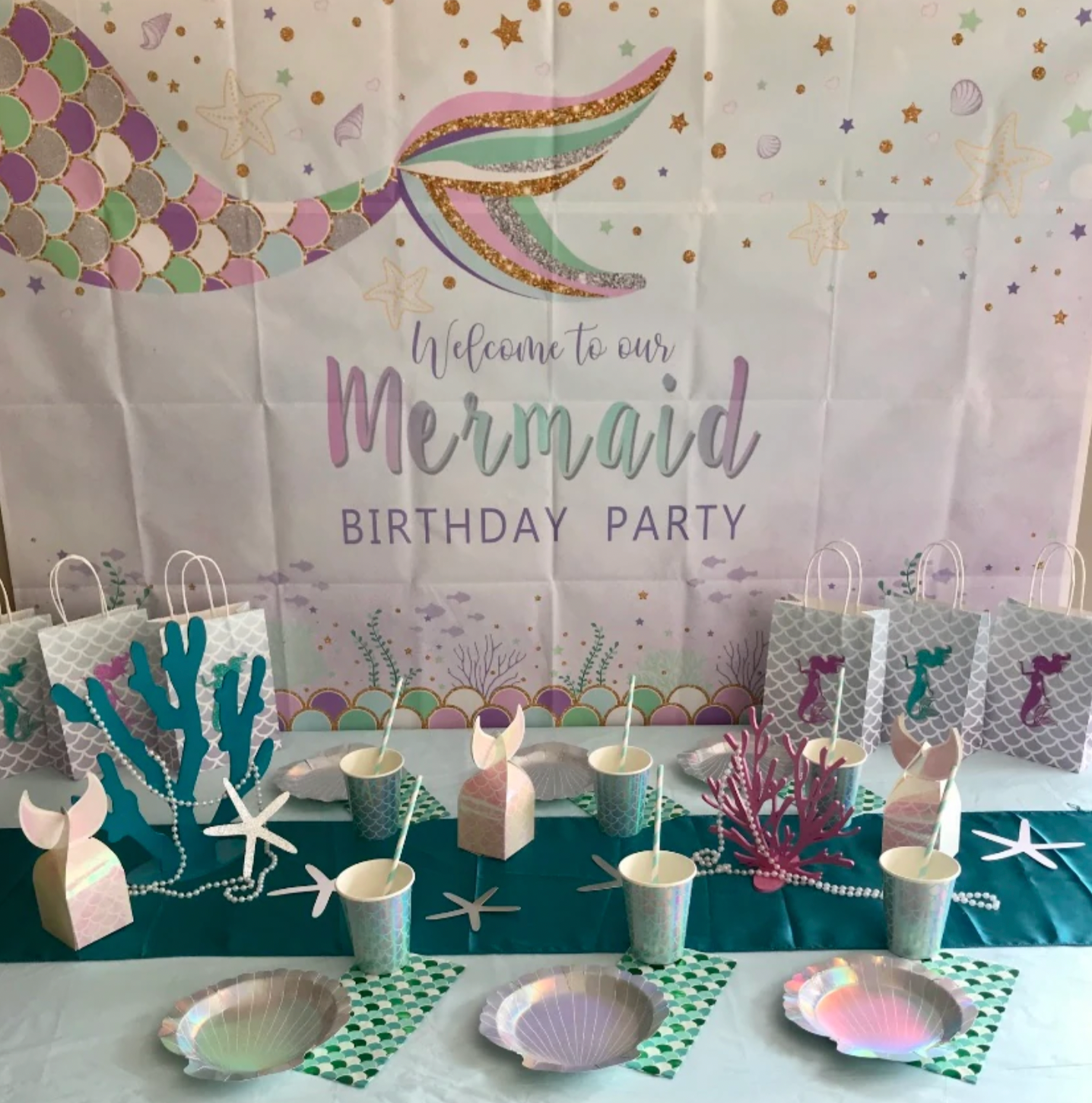 Mermaid party backdrop