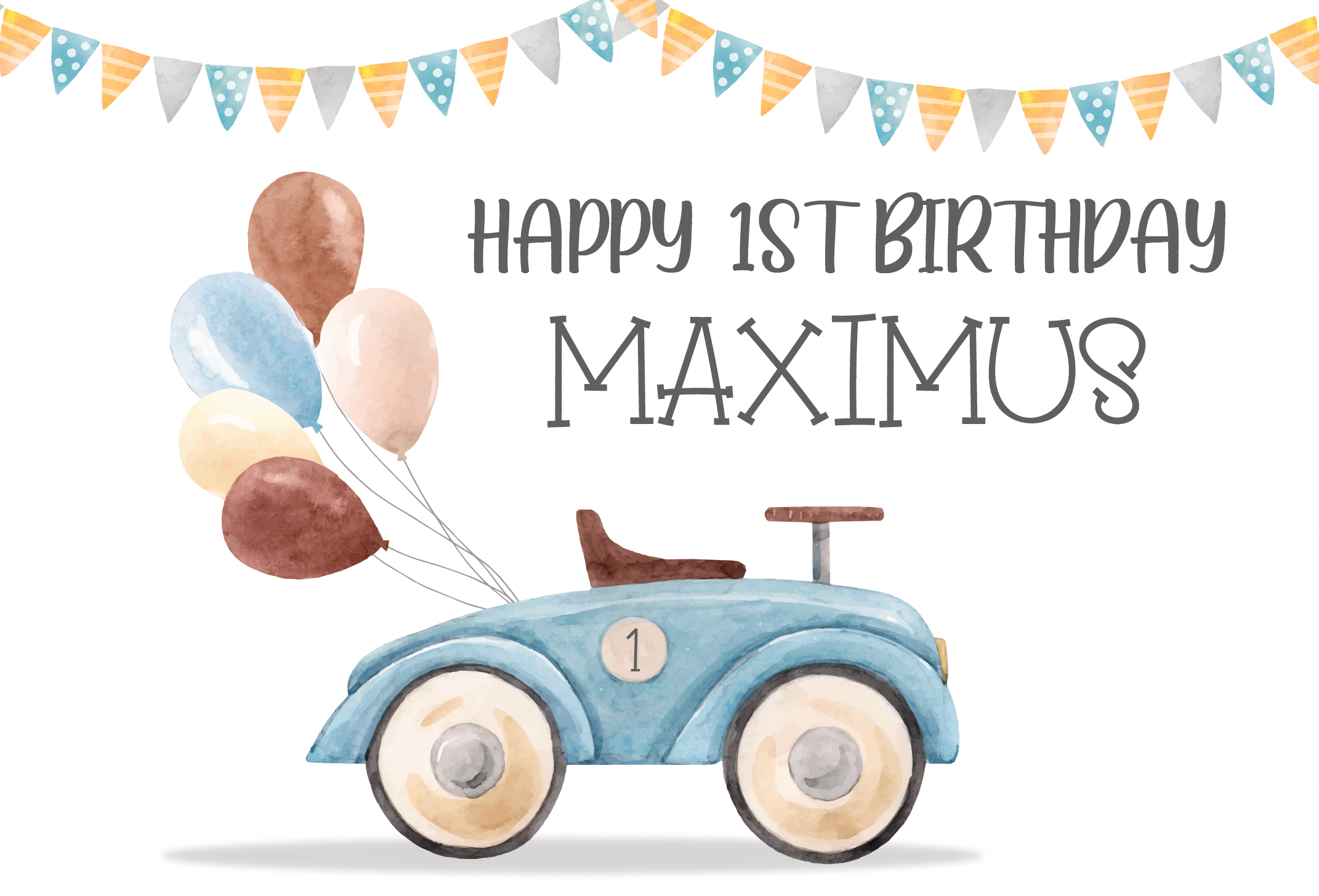 Vintage car first birthday party backdrop