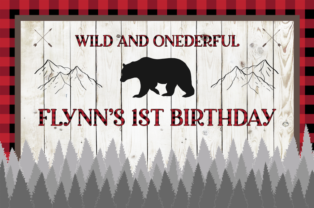 Wild and onederful / lumberjack personalised vinyl backdrop